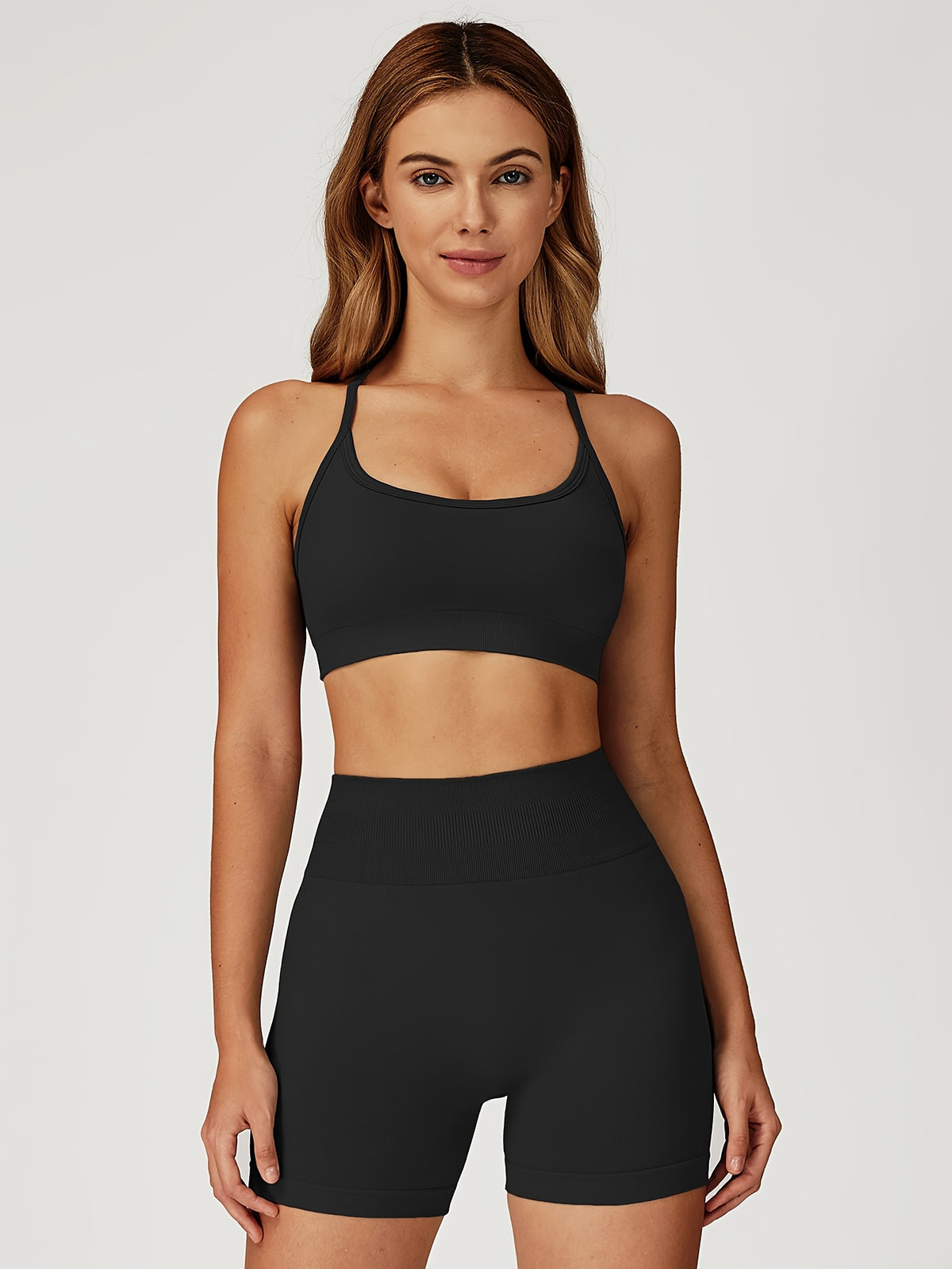 Cropped Cami & Shorts Set - Black