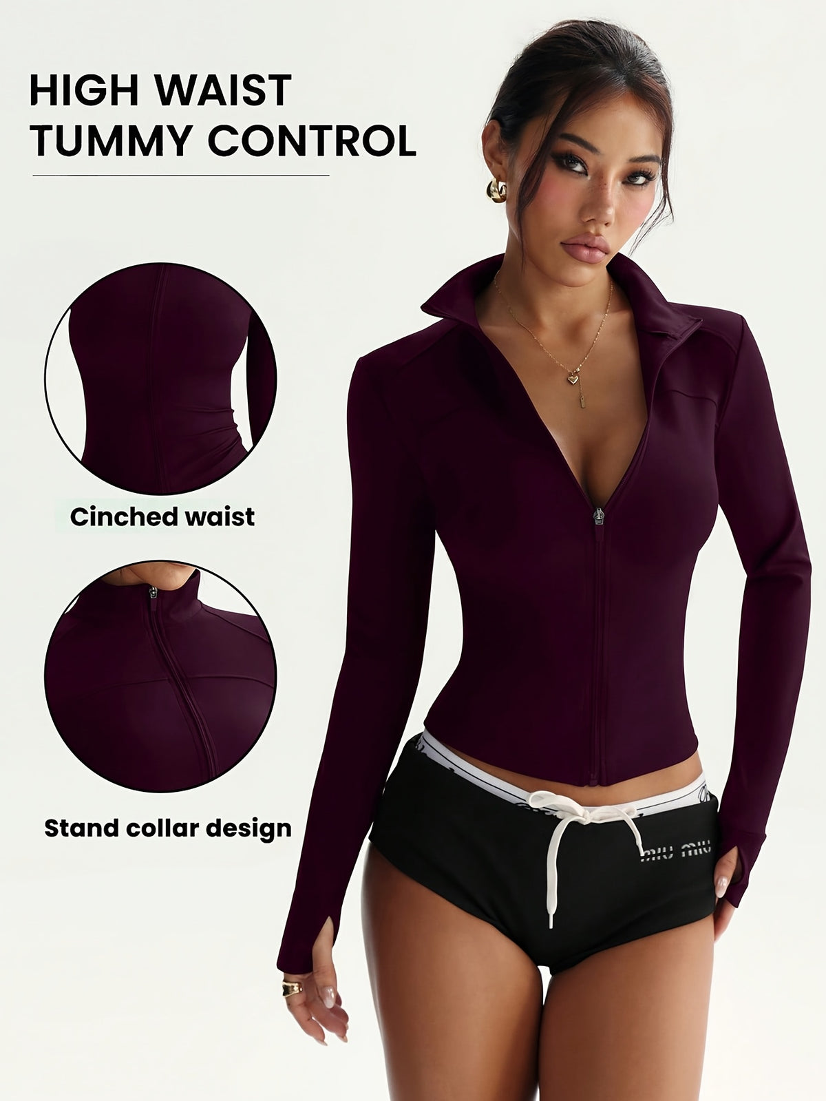 Fitted Zip Up Jacket - Deep Purple