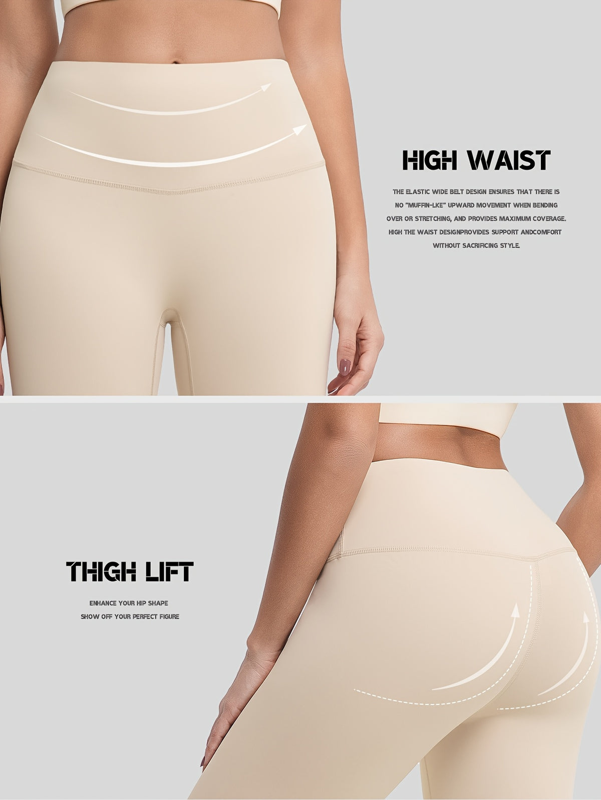 Crew Neck Tee & Leggings Set - Beige