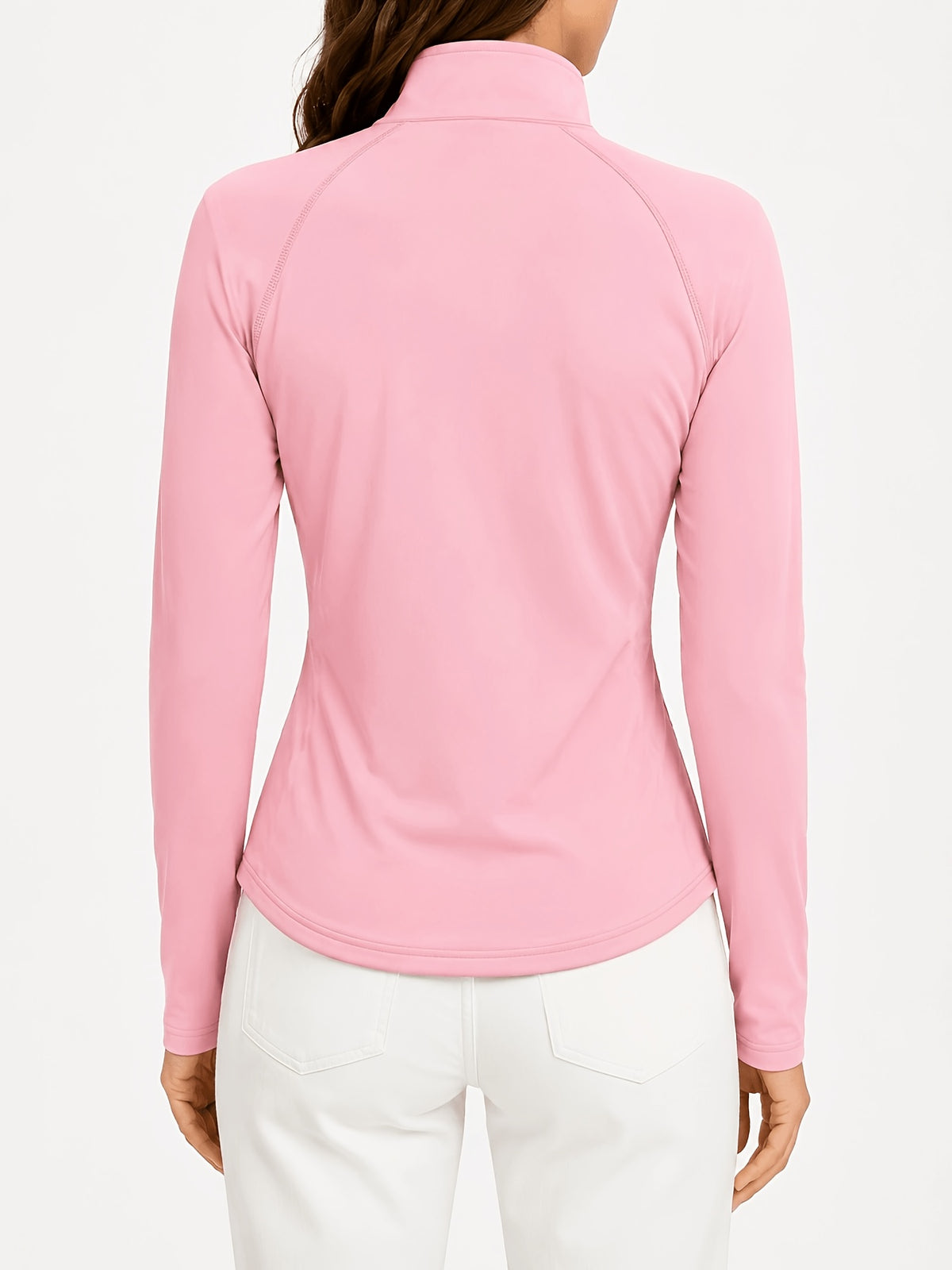 Stand Collar Double Sided Zip Jacket - Hot Pink