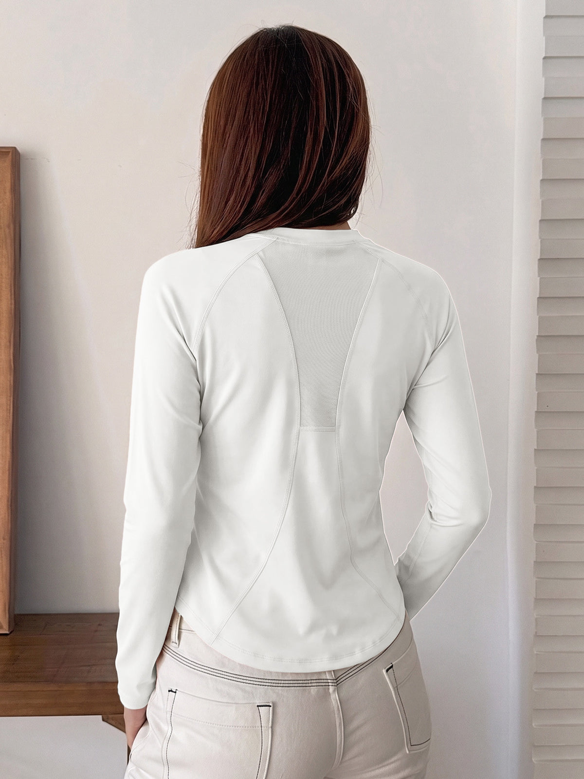 Mesh Back Panel Fitness Tee - White
