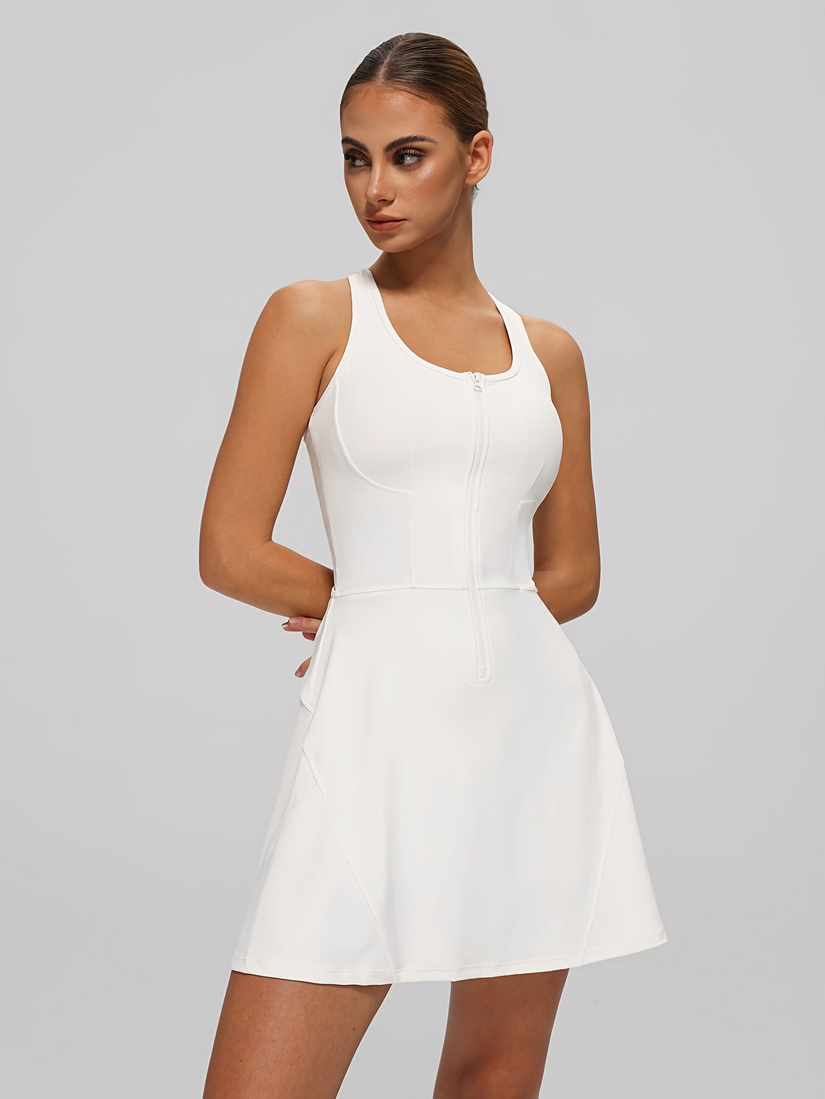 Sleeveless Zip Tennis Dress - Milky