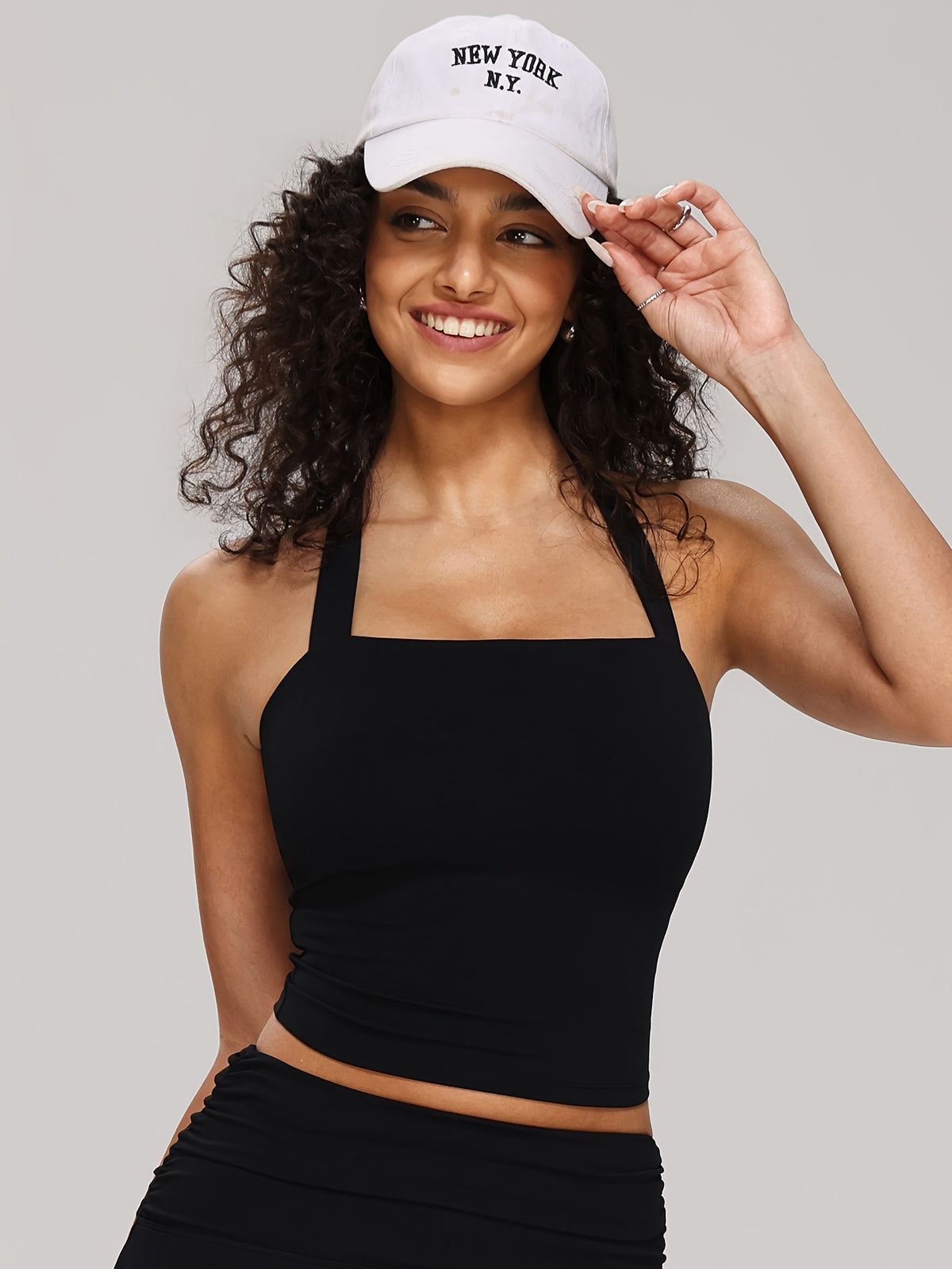 Halter Neck Cropped Vest - Black