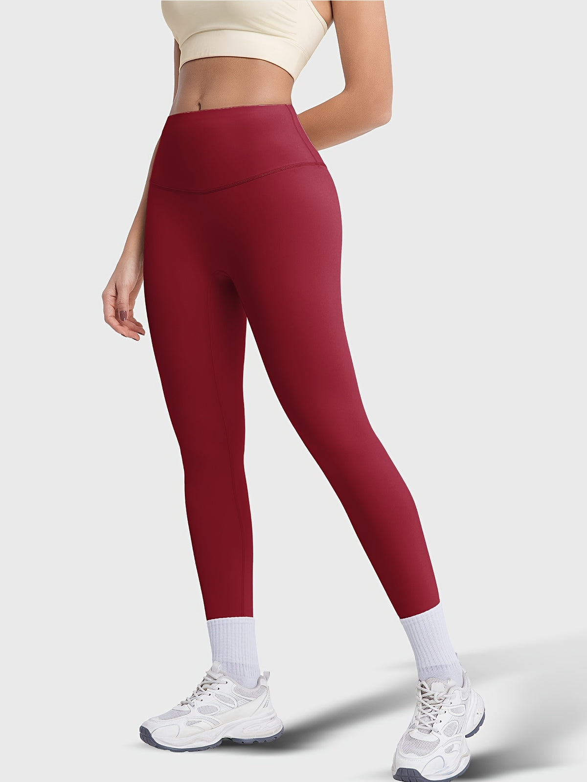 Crew Neck Tee & Leggings Set - Burgundy