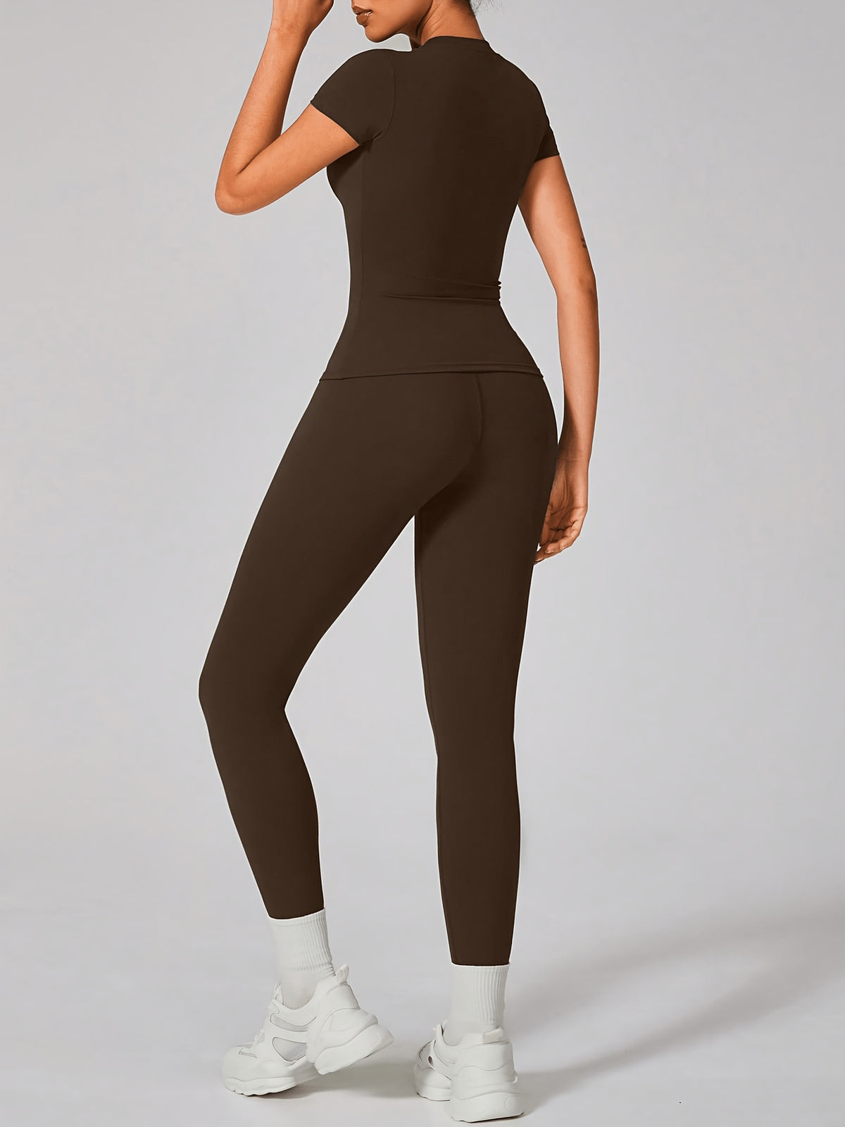 Y Seam Tee & Leggings Set - Coffee