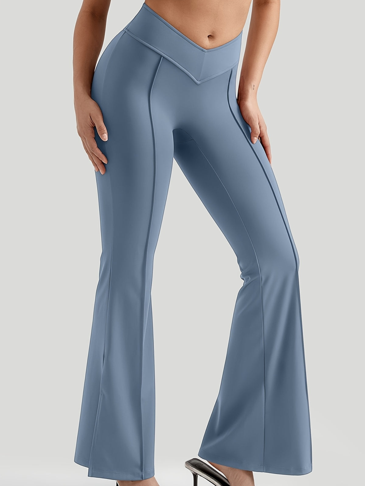 V-Waist Hip Lift Flare Pants - Sky Blue