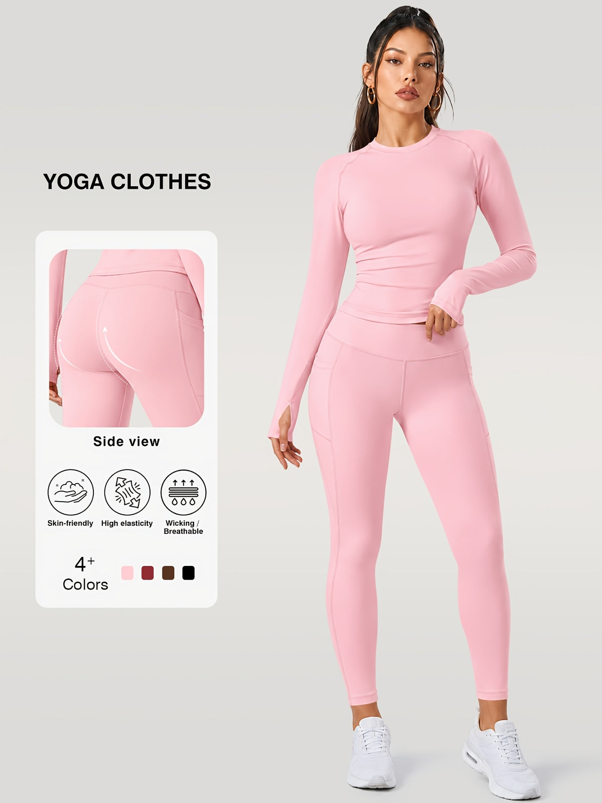 Long Sleeve Top & Leggings Set - Pink