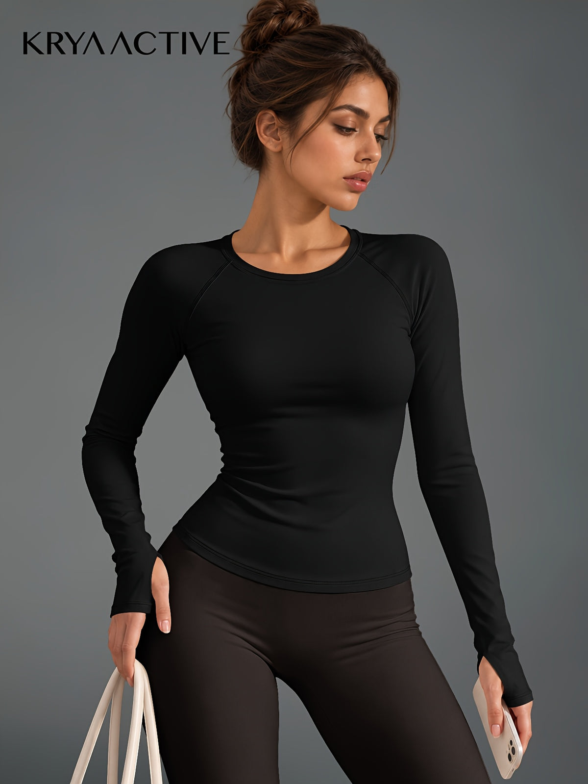 Raglan Thumbhole Base Layer Top - Black