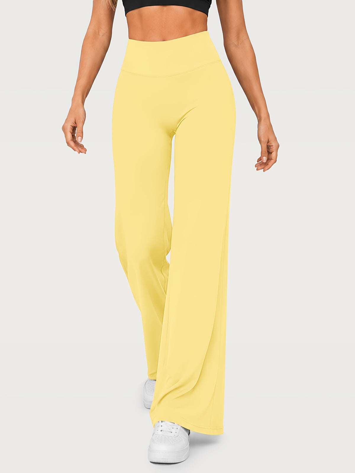 Stretch Straight Leg Yoga Pants - Yellow
