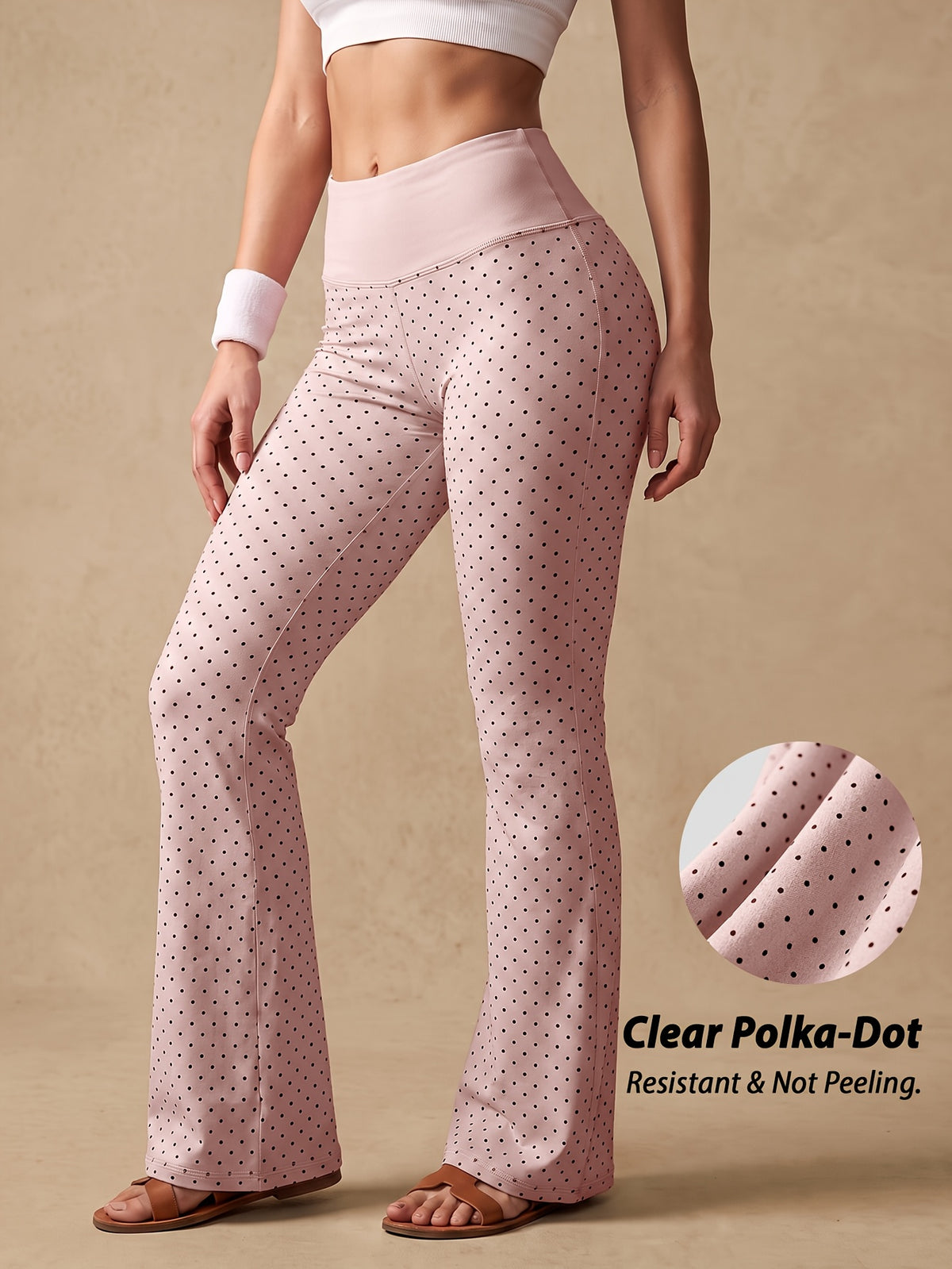 Polka Dot Flare Leggings - Hot Pink