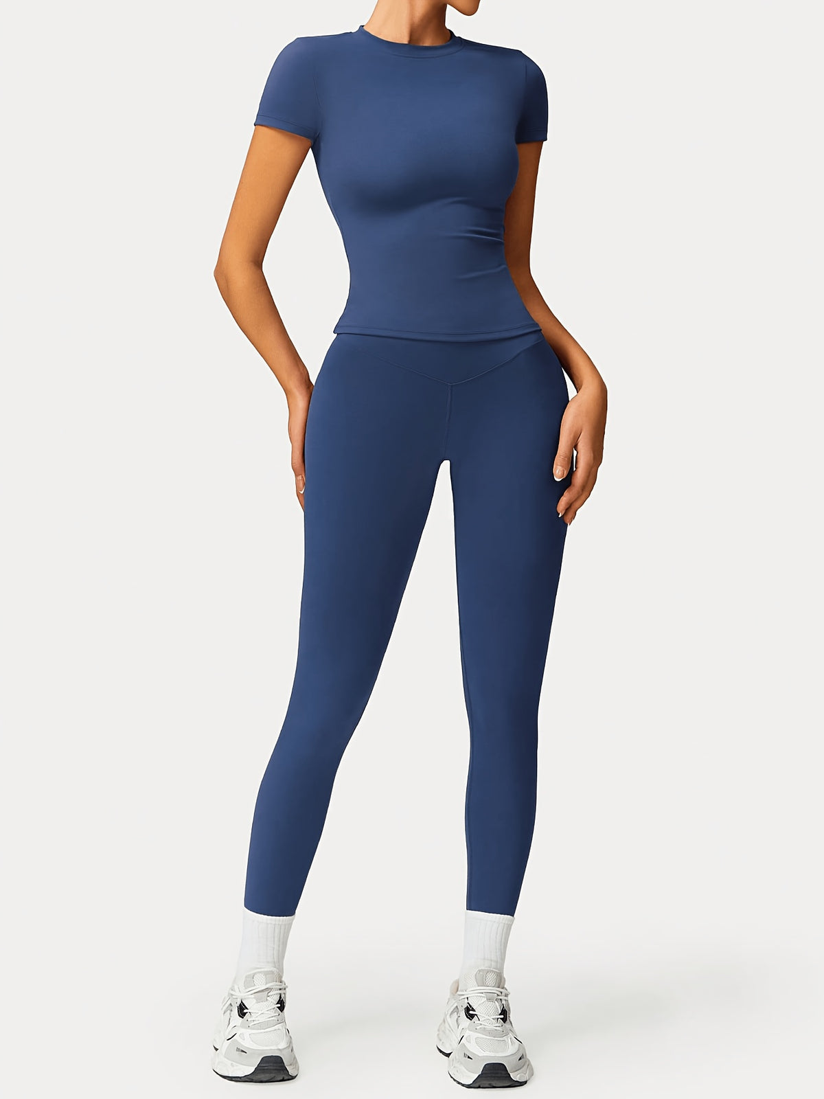 Y Seam Tee & Leggings Set - Blue