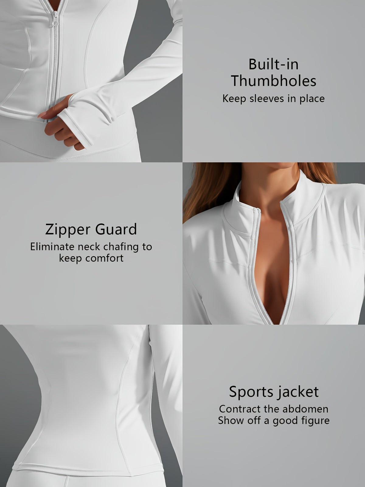 Quick Dry Long Sleeve Sports Jacket - White