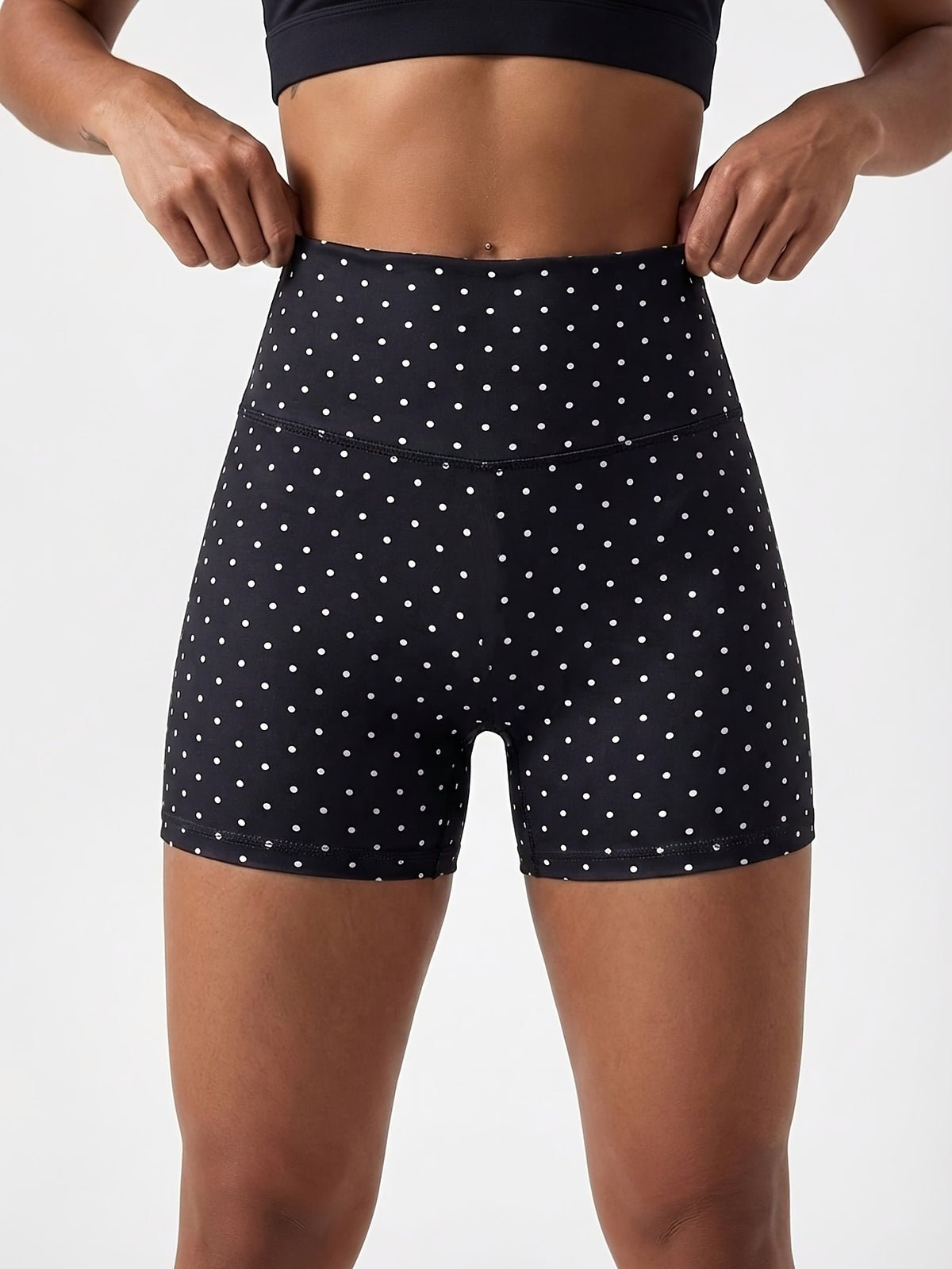High Waist Sculpt Shorts - Black Polka Dot