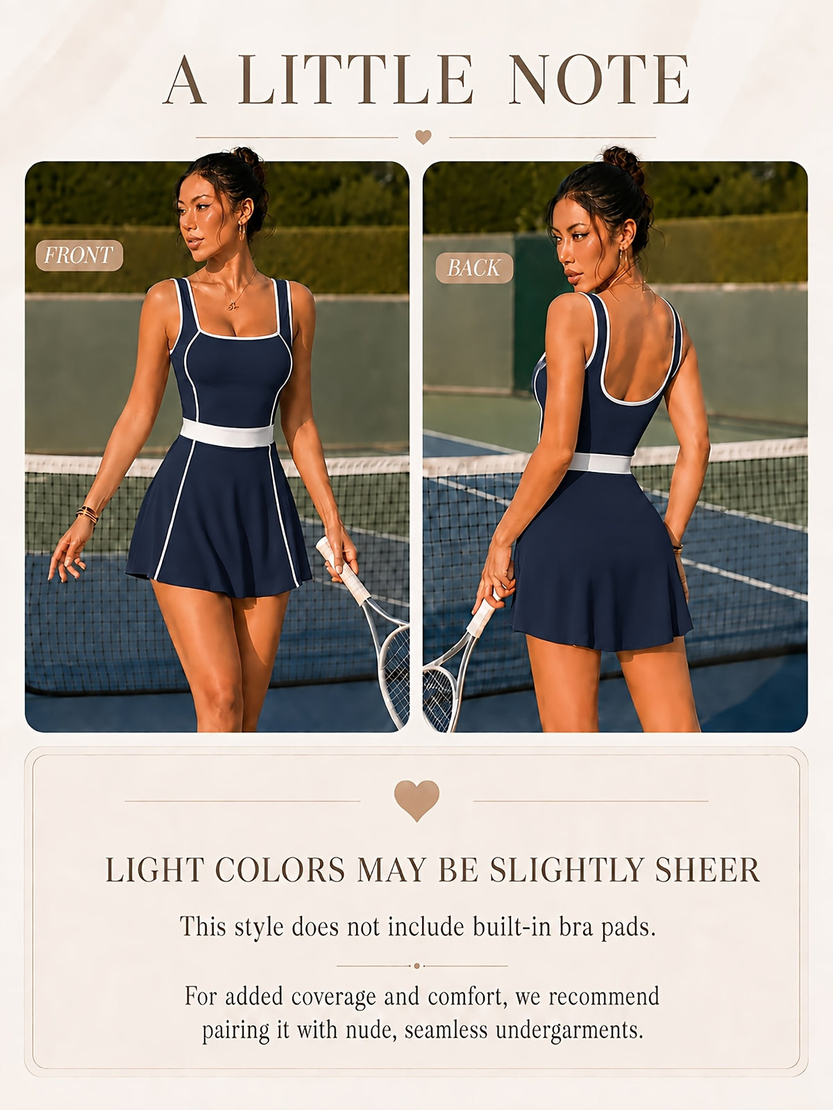 Square Neck Tennis Dress - Navy