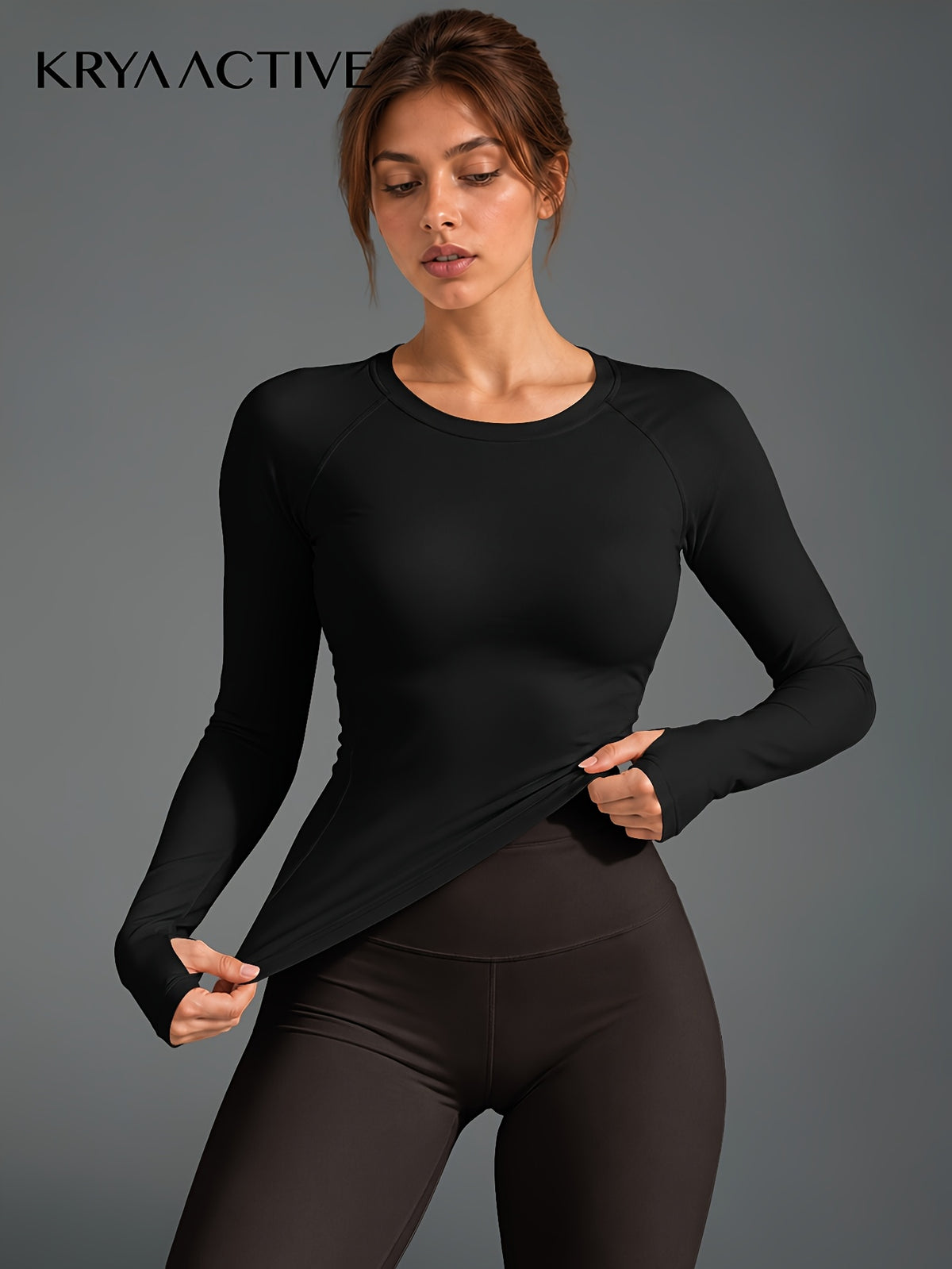 Raglan Thumbhole Base Layer Top - Black