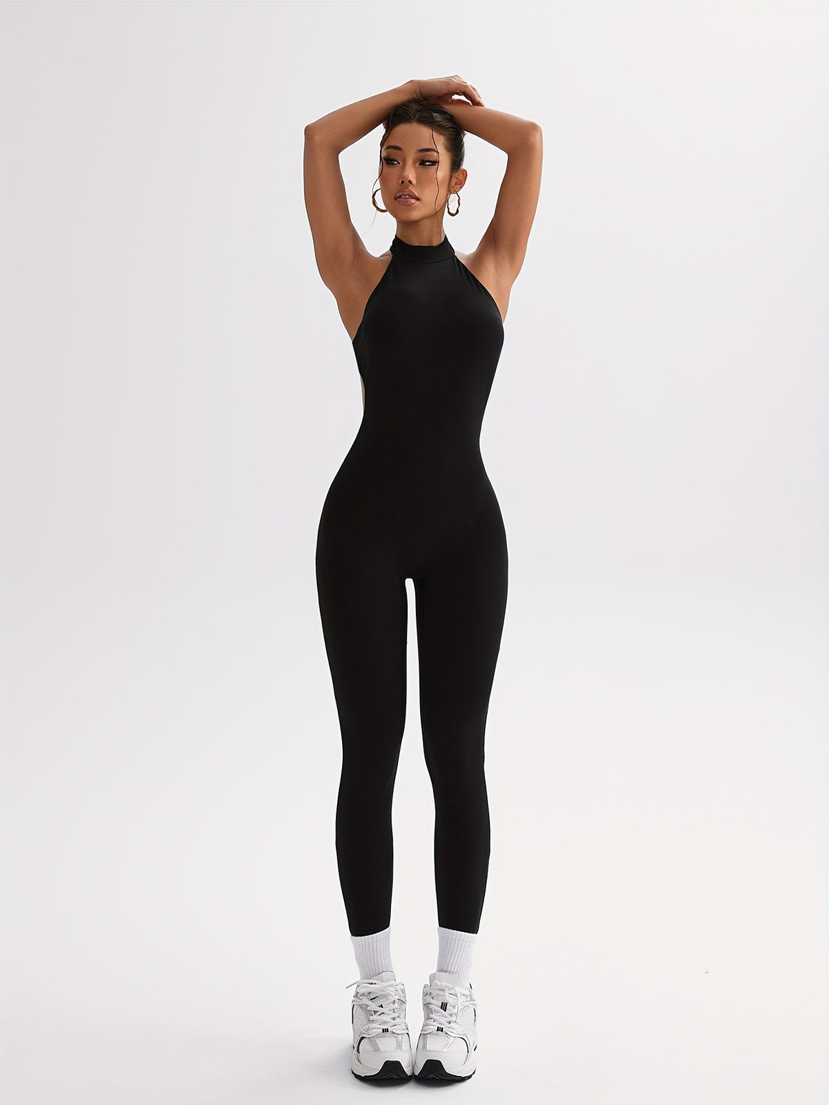 Halter Open Back Padded Bodysuit - Black