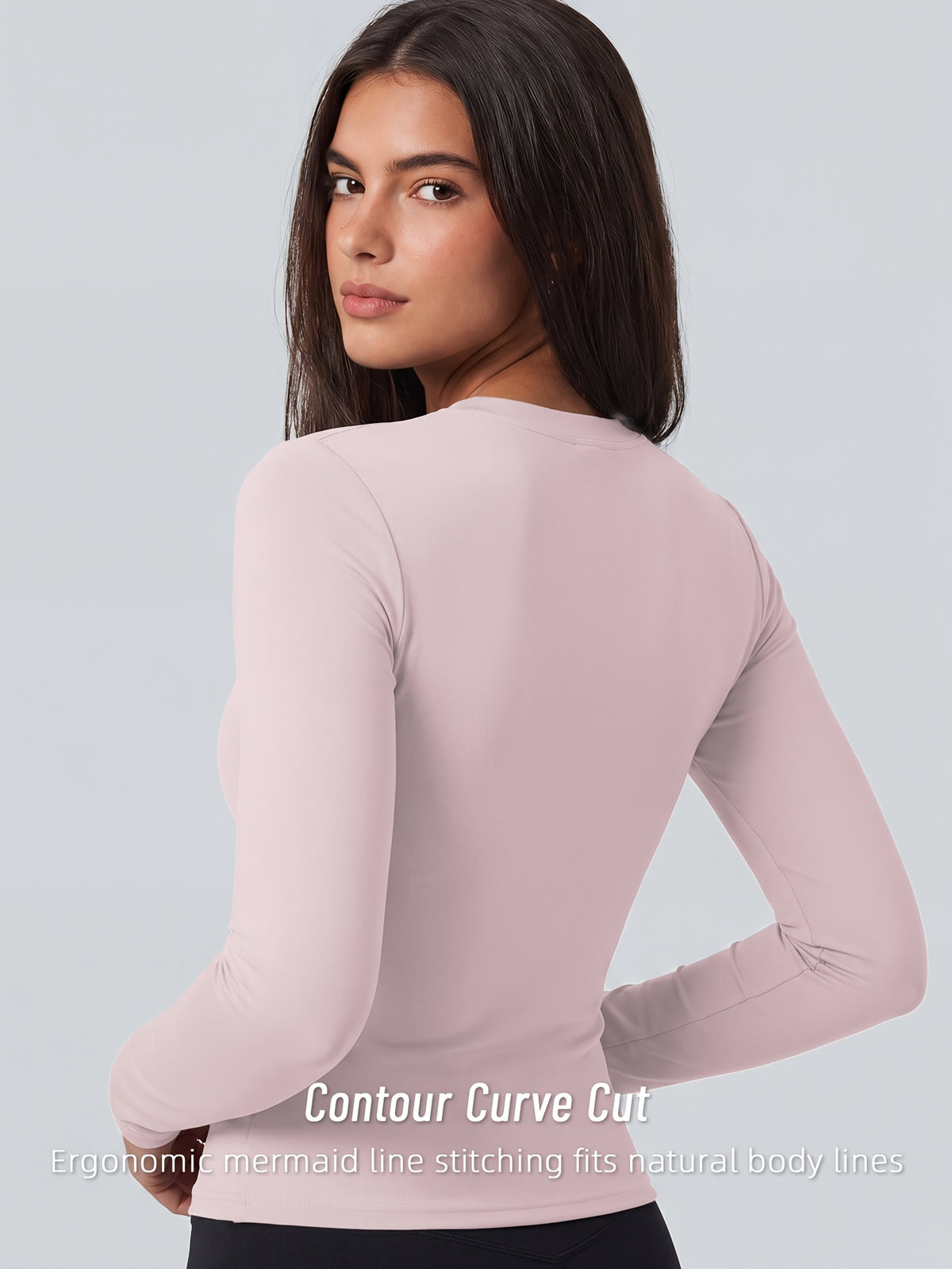 Full Length Compression Long Sleeve Top - Light Pink