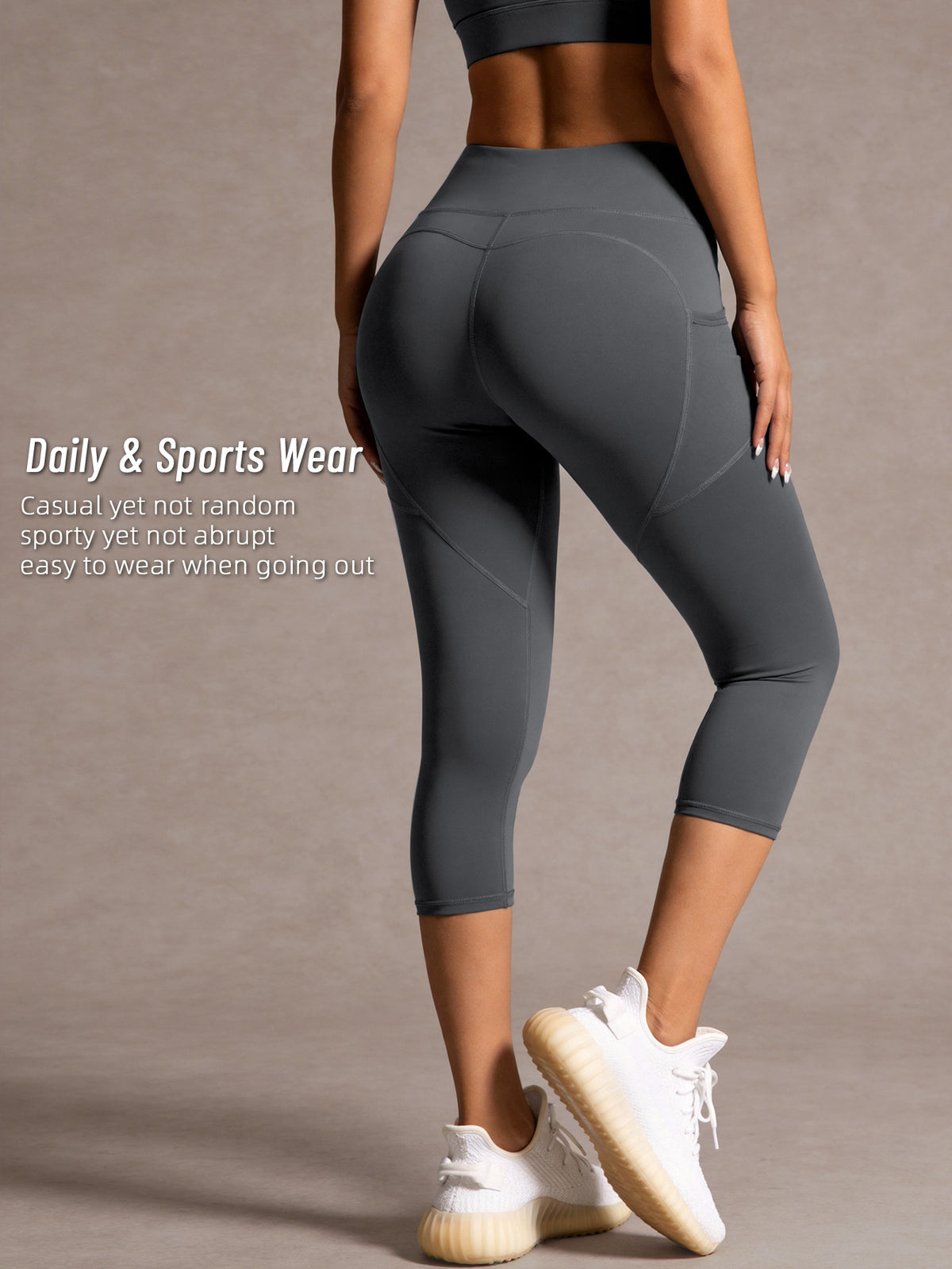 Side Pocket High Waist Lifting Leggings - Grey