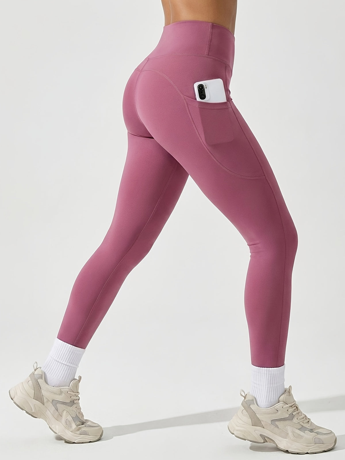 High Waist Pocket Leggings - Dusty Pink