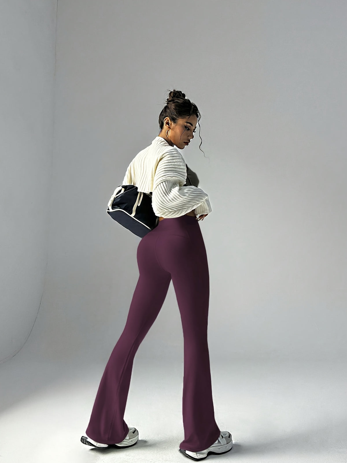 High Waist Flare Pants - Grape Purple