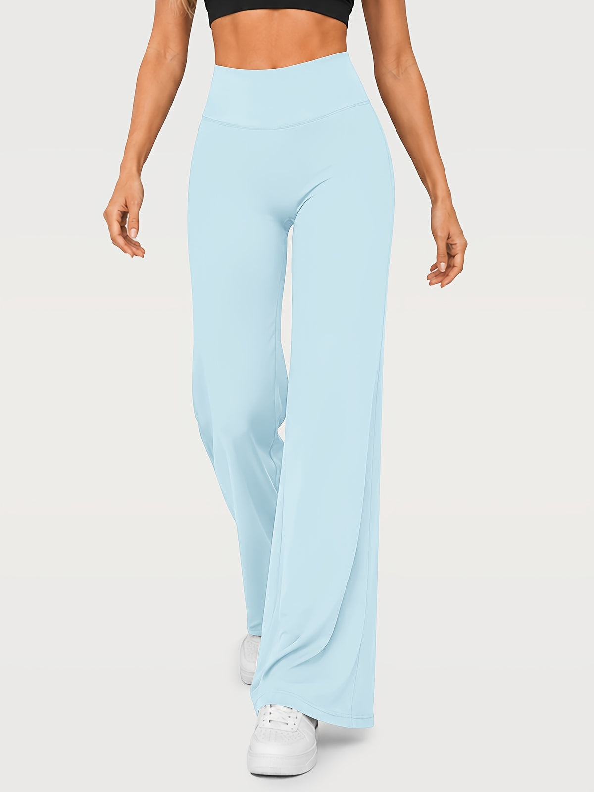 Stretch Straight Leg Yoga Pants - Light Blue