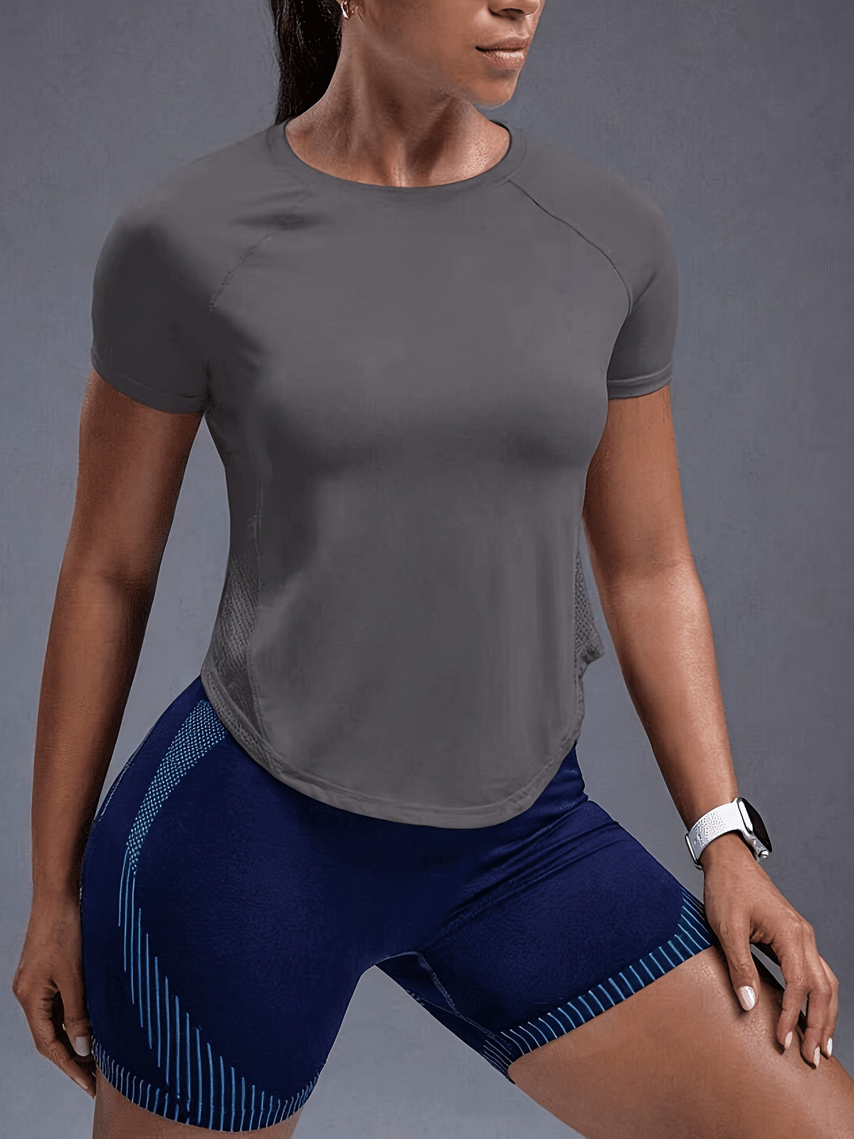 Underarm Mesh Panel Breathable Tee - Grey