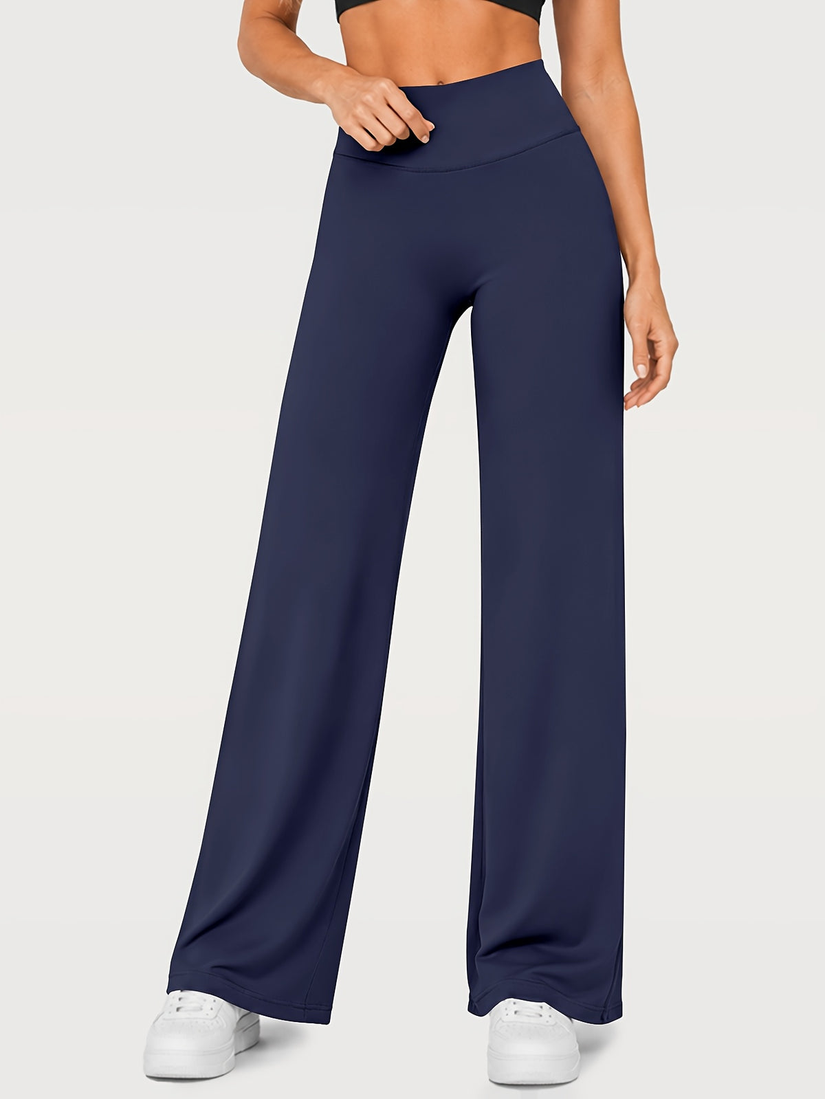 Stretch Straight Leg Yoga Pants - Navy