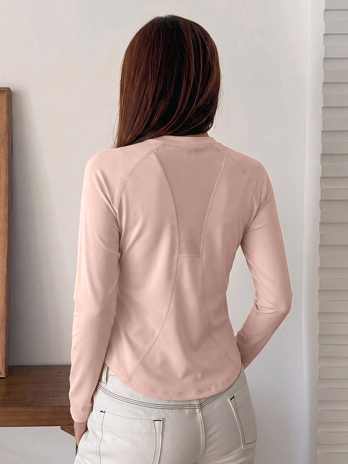 Mesh Back Panel Fitness Tee - Hot Pink