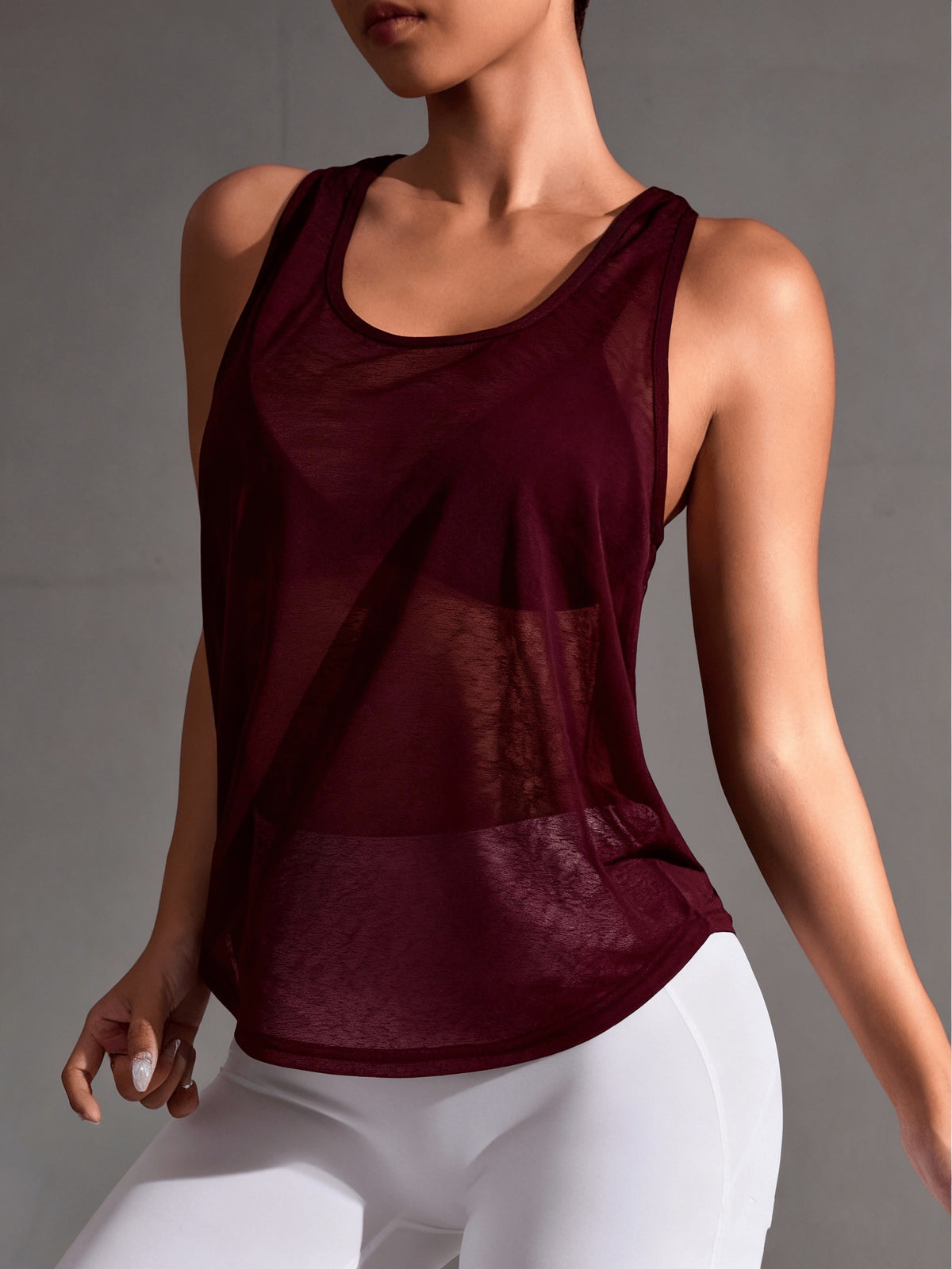 Mesh Racerback Training Tank - Burgundy