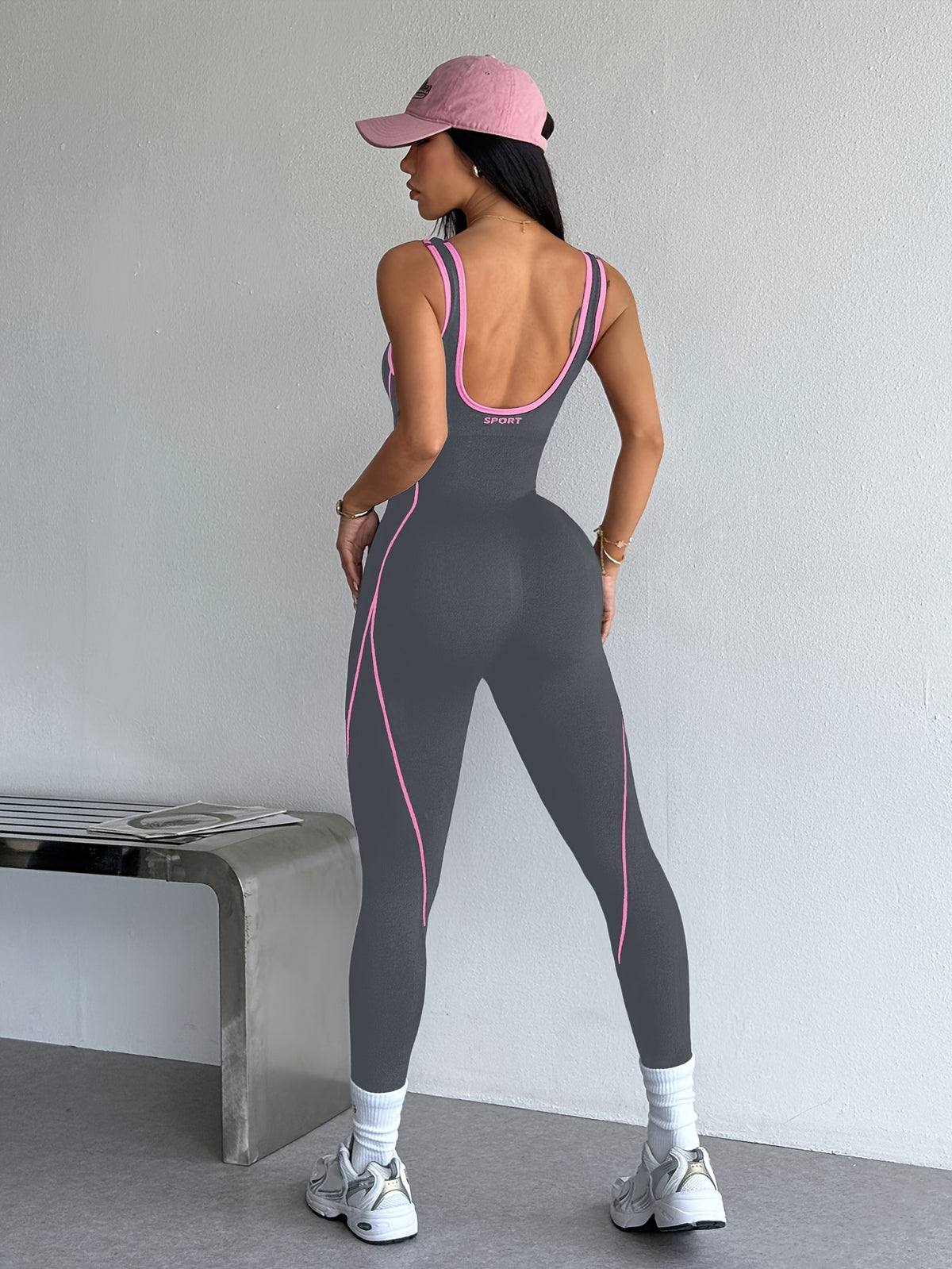 Contour Line Cami Jumpsuit - Dark Grey