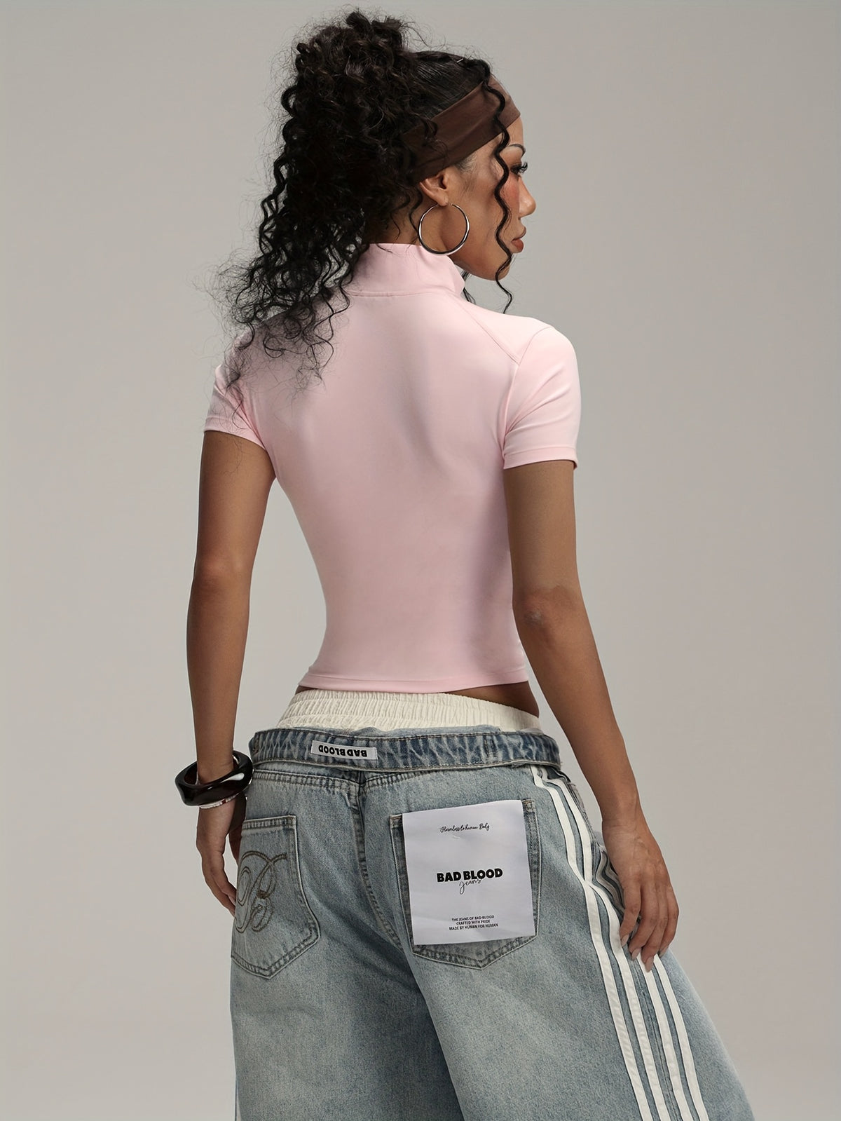 Short Sleeve Zip Top - Pink Red