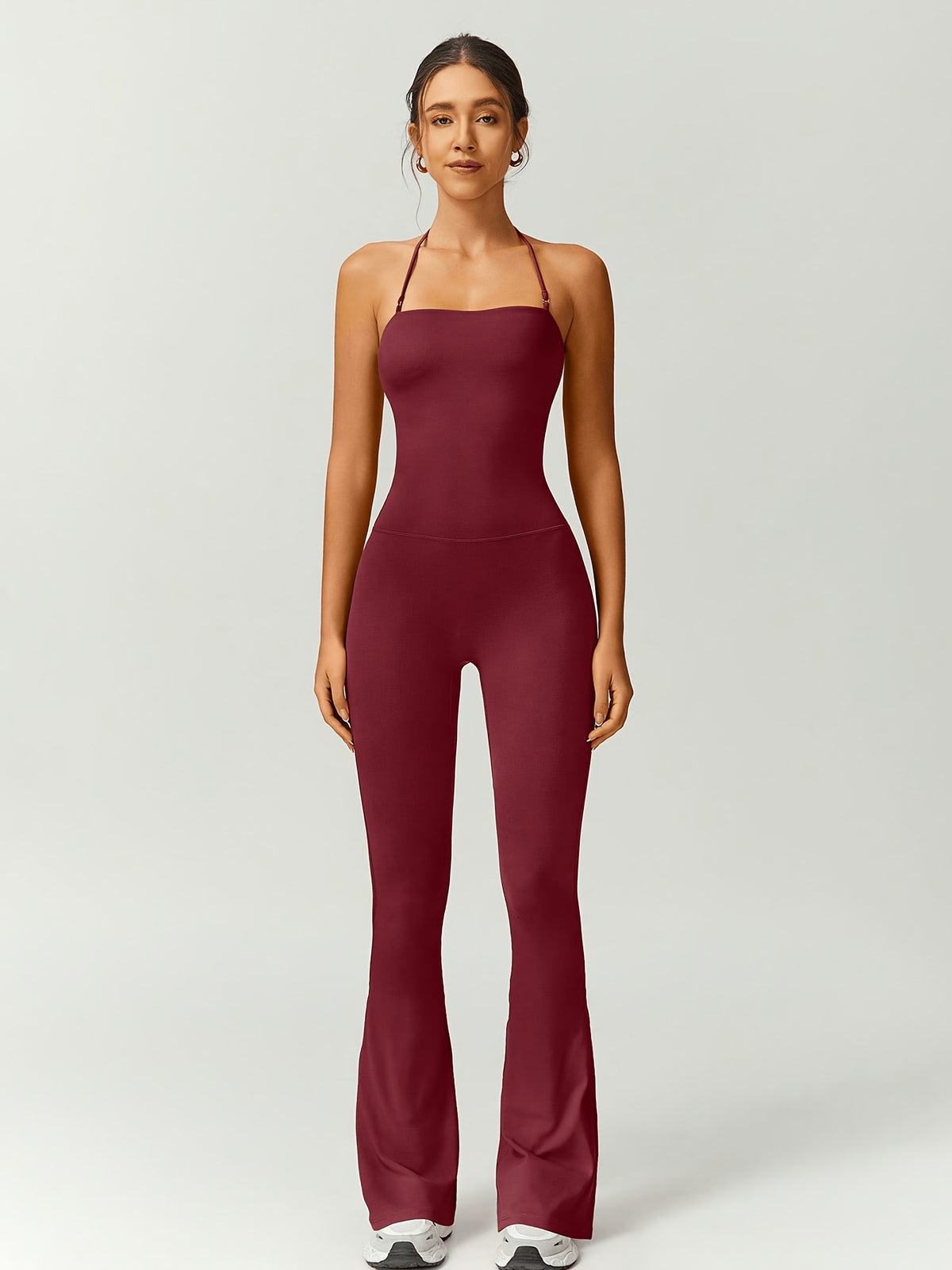 Strapless Flare Jumpsuit - Burgundy