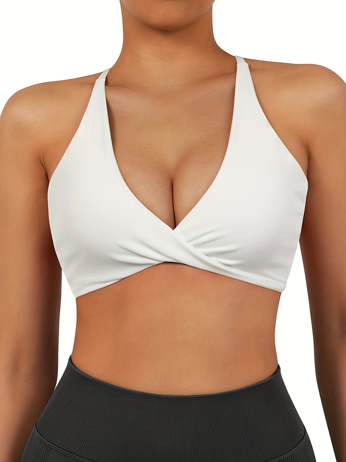 2 Pack V-Neck Shockproof Sports Bras - Black