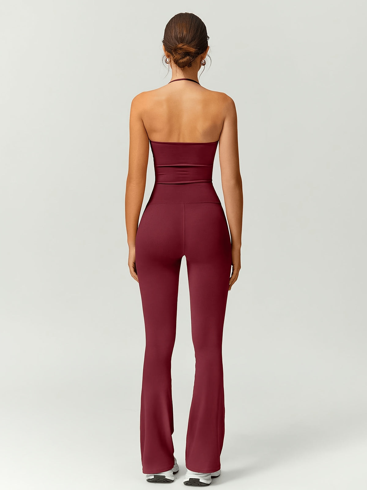Strapless Flare Jumpsuit - Burgundy