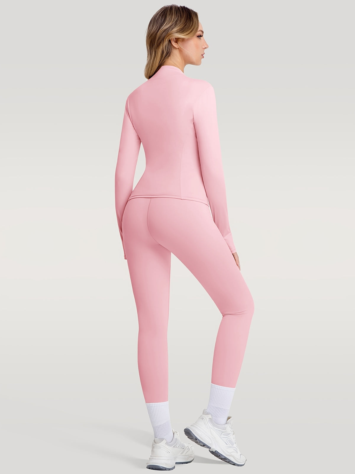 Figure Hugging Jacket & Pants Set - Pink