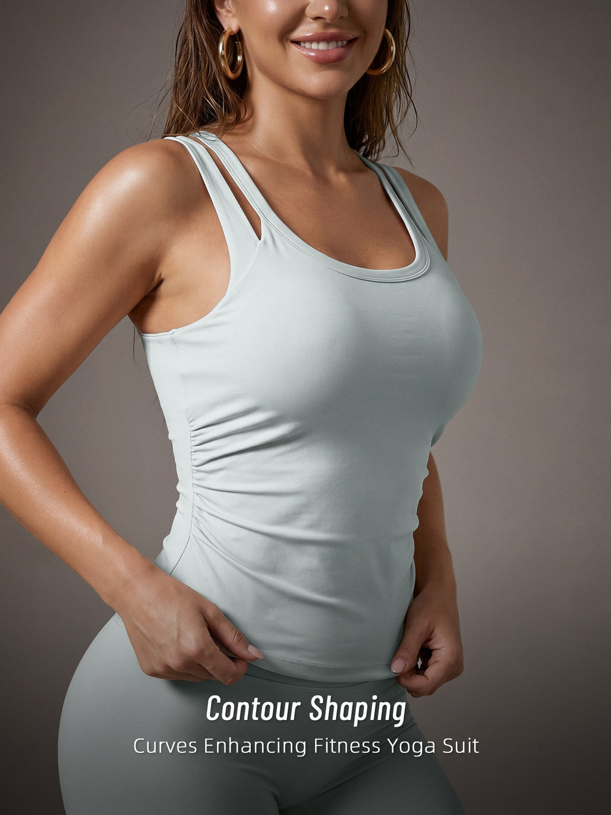Letter Print Backless Padded Tank Top - Light Cyan
