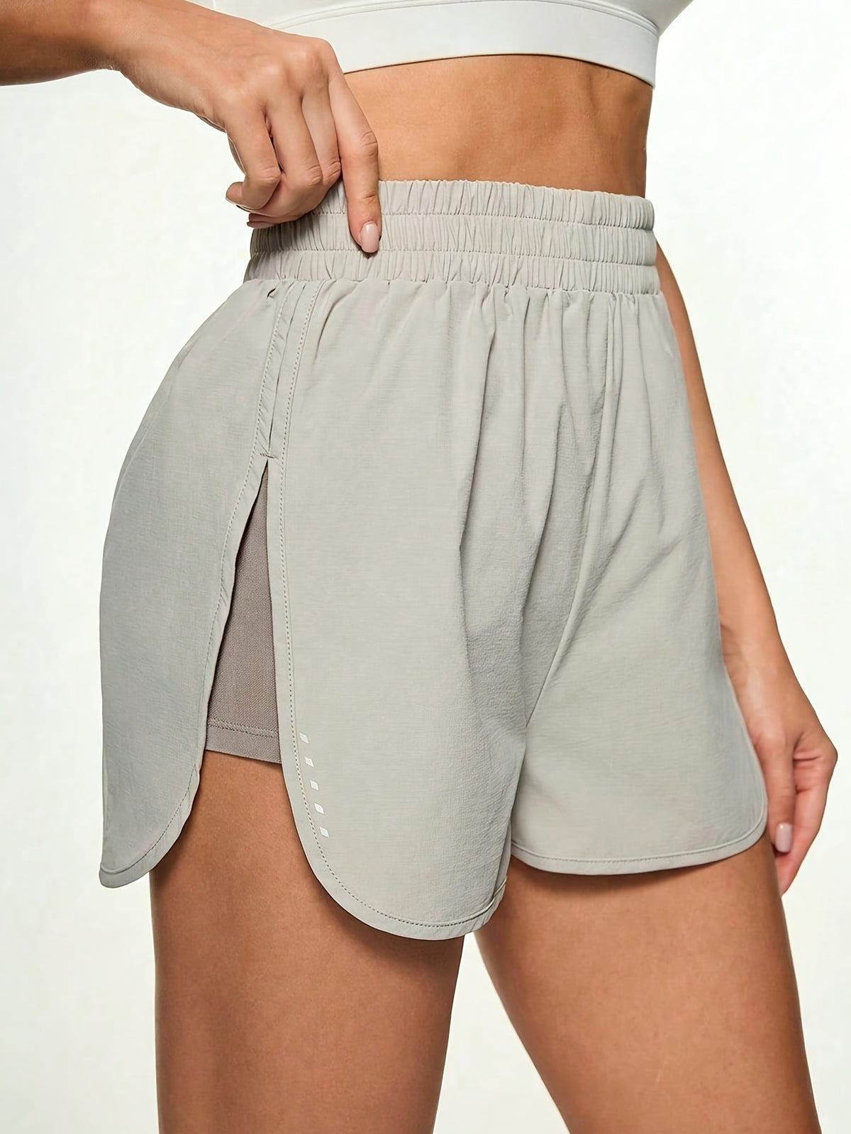 Curved Hem Running Shorts - Space Grey