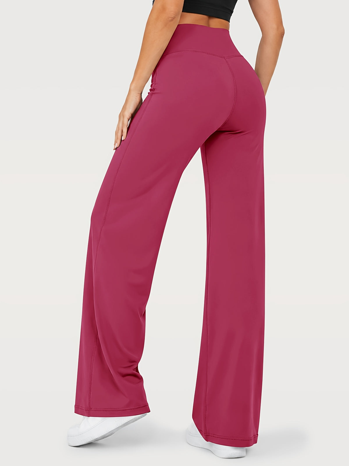Stretch Straight Leg Yoga Pants - Magenta