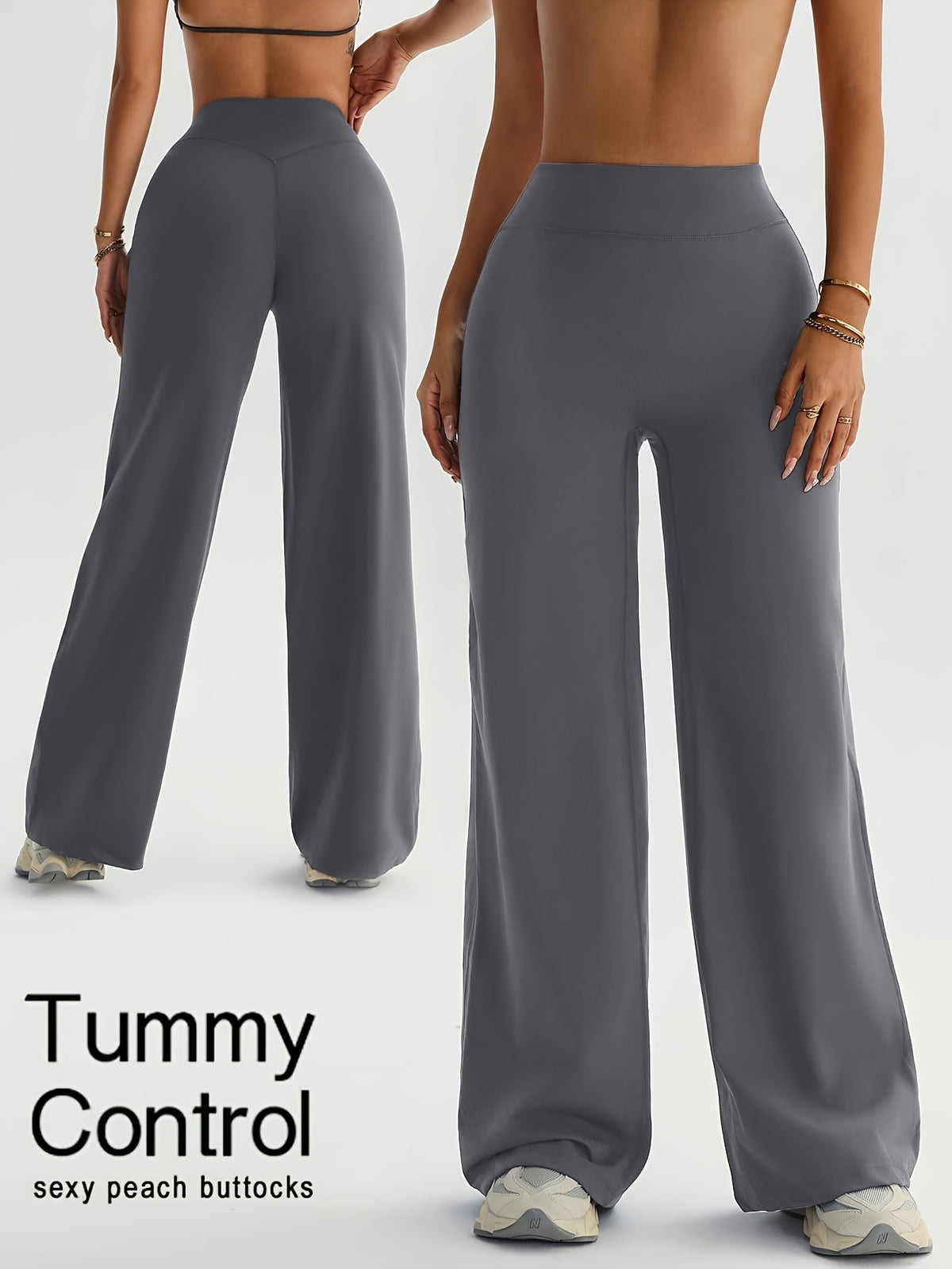 High Waist Flare Yoga Pants - Grey