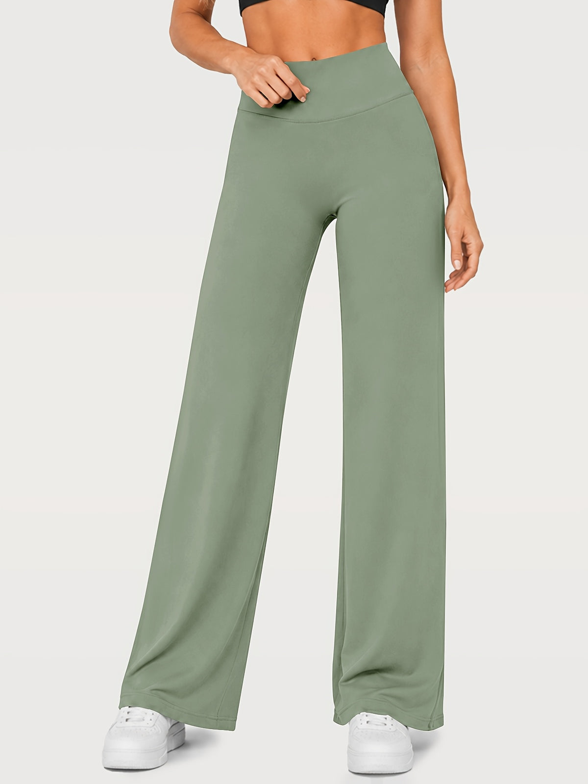 Stretch Straight Leg Yoga Pants - Sage Green