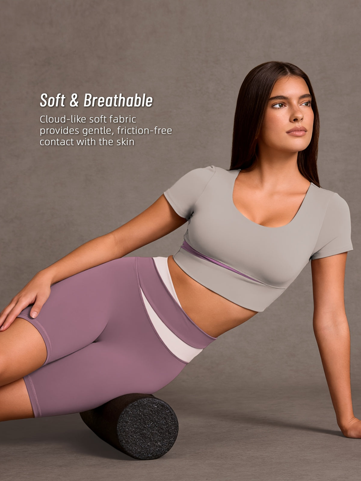Color Block Tee & Bermuda Shorts Set - Light Purple & Purple