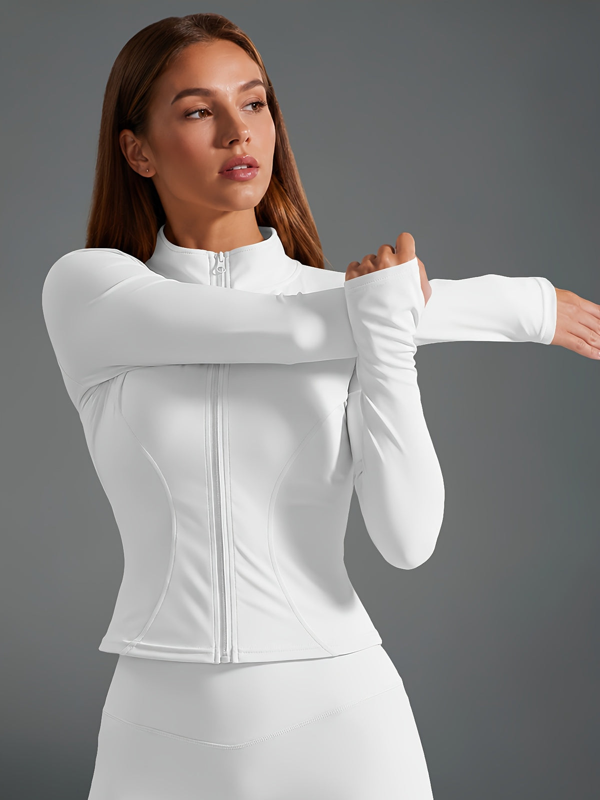 Quick Dry Long Sleeve Sports Jacket - White