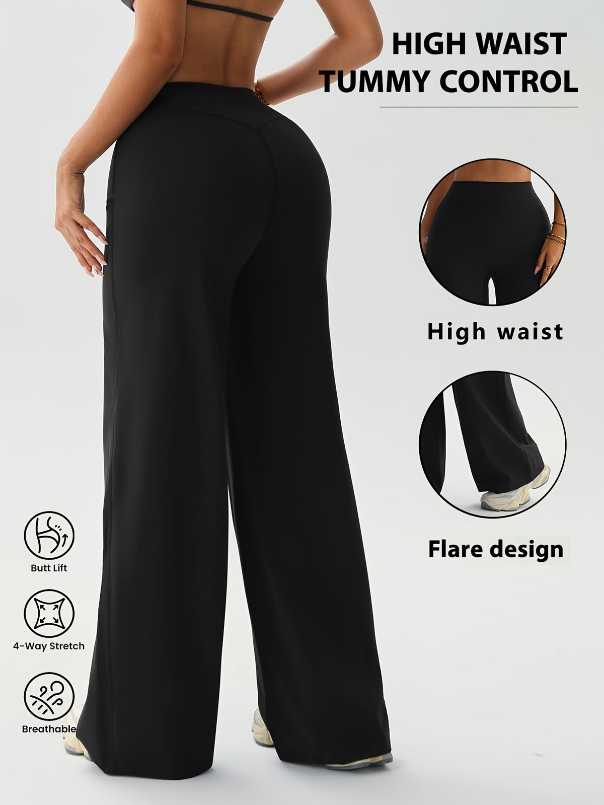 High Waist Wide Leg Pants - Black