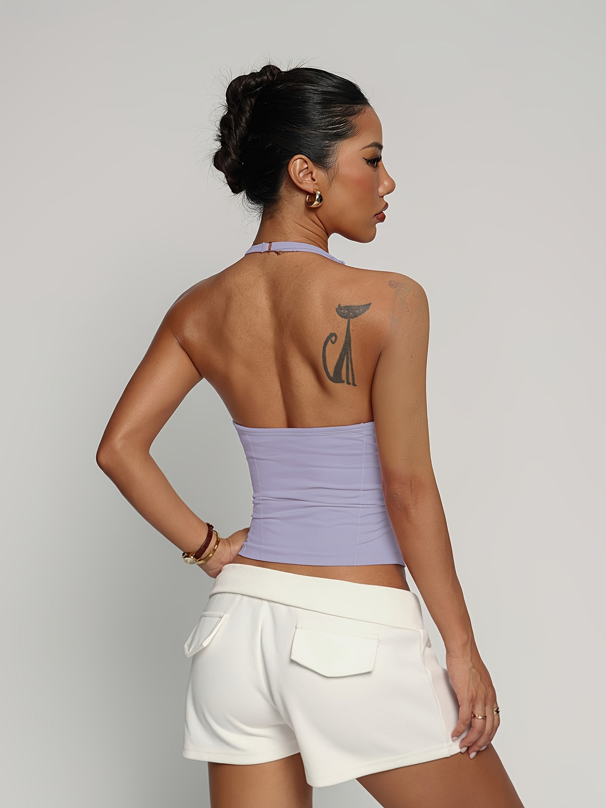 Halter Twist Crop Top - Light Purple