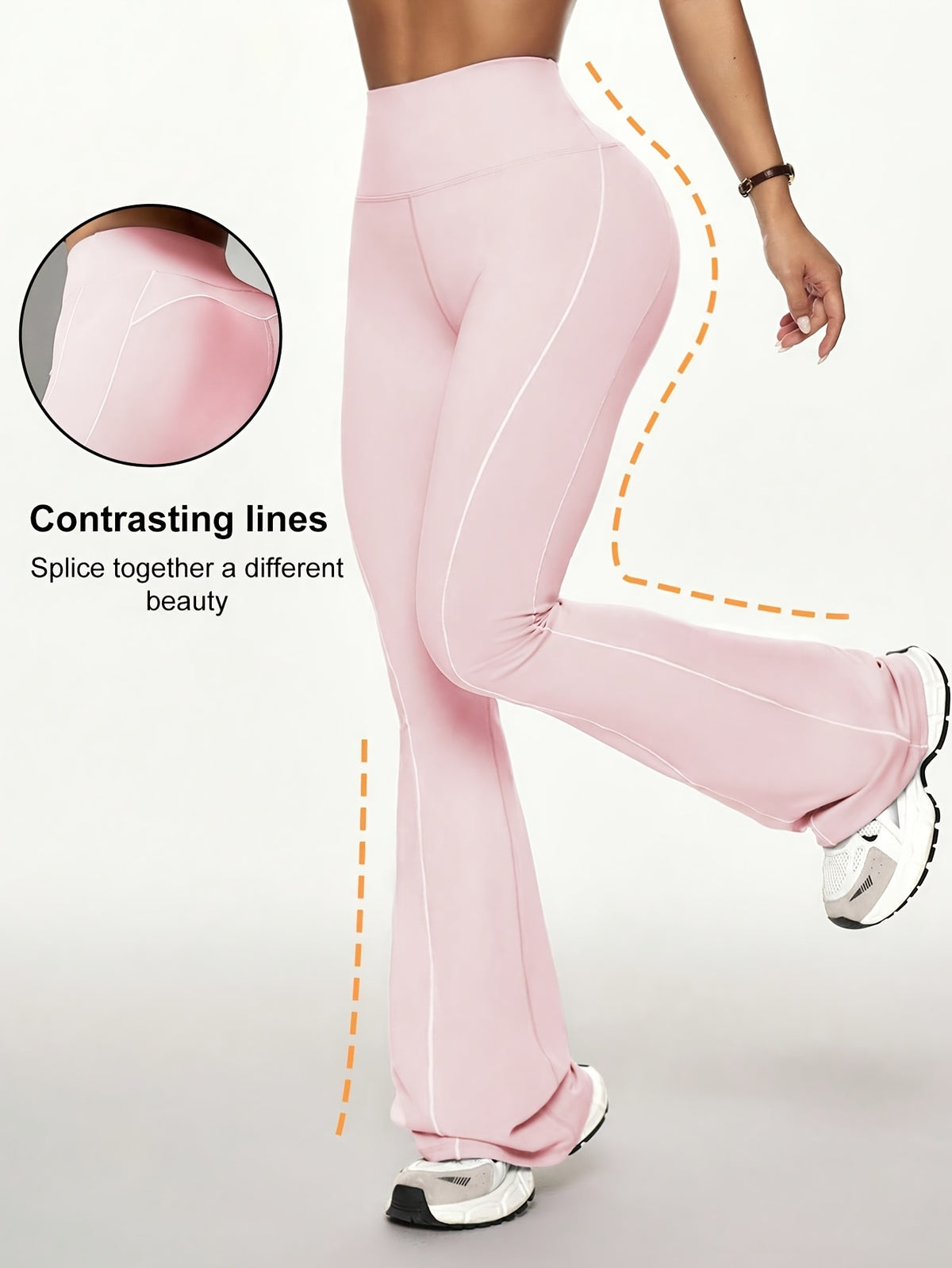 Contour Seam Flare Pants - Pink