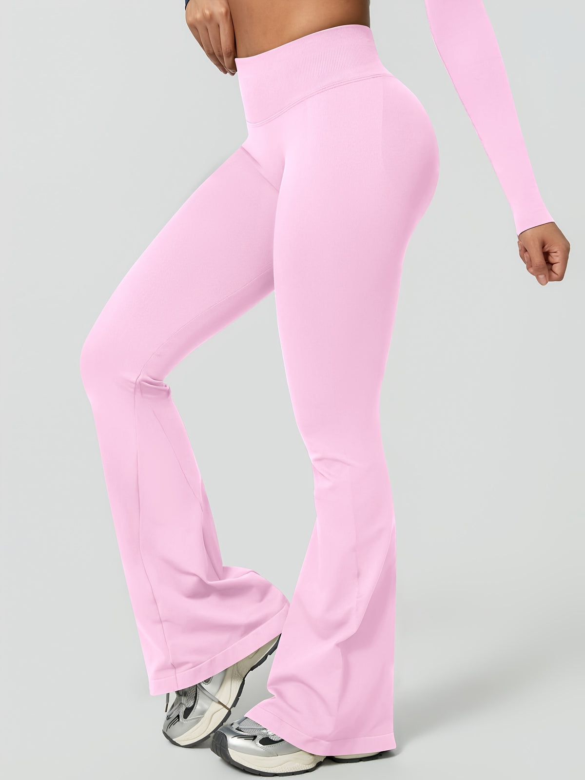 High Waist Lifting Flare Leggings - Pink