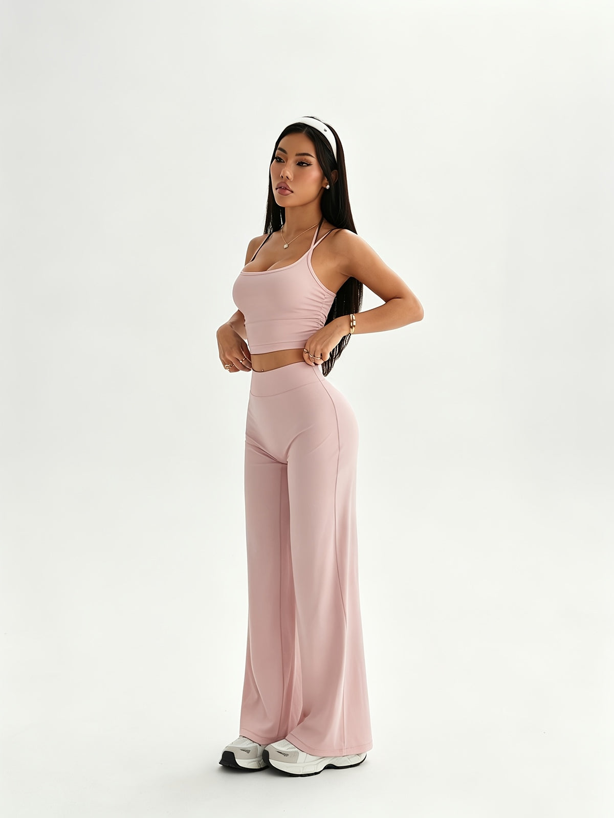 Camisole & Wide Leg Pants Set - Pink Red