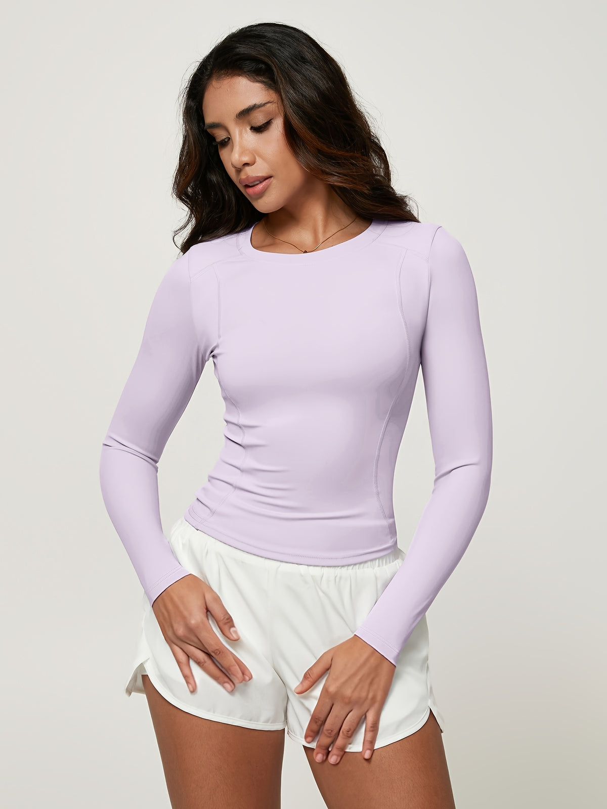 Contour Seam Long Sleeve Top - Lavender