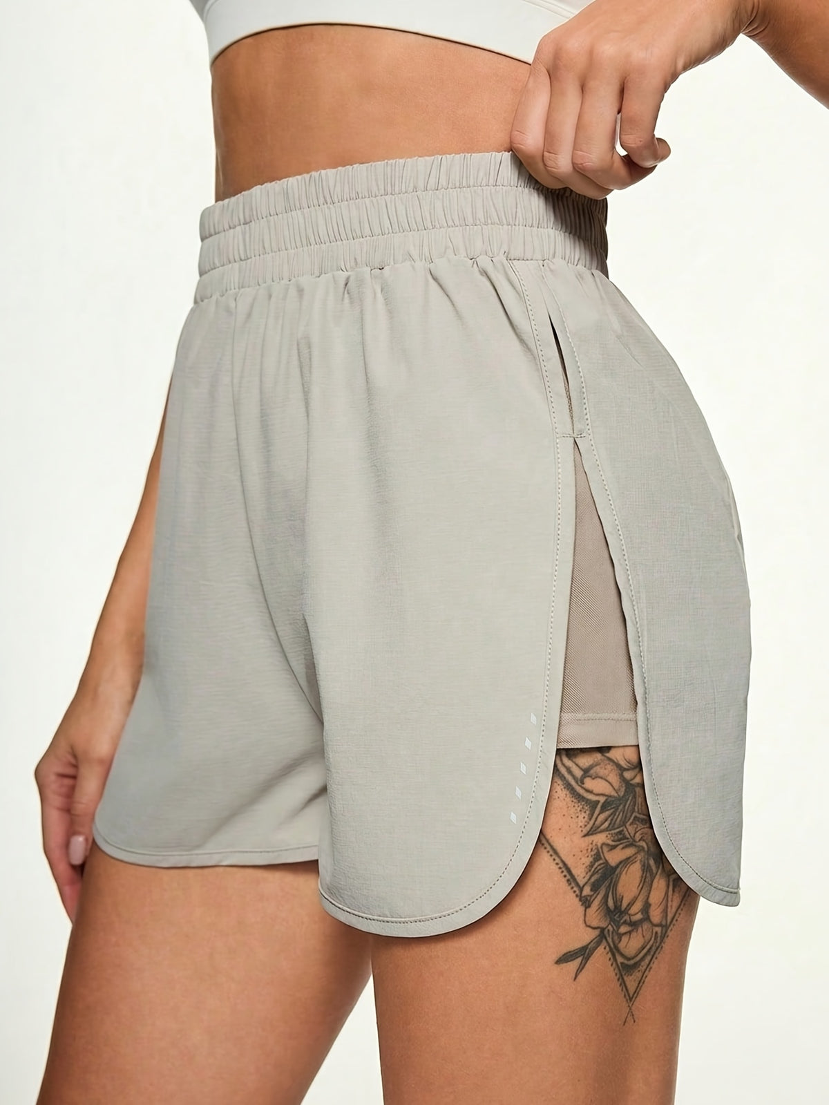 Curved Hem Running Shorts - Space Grey