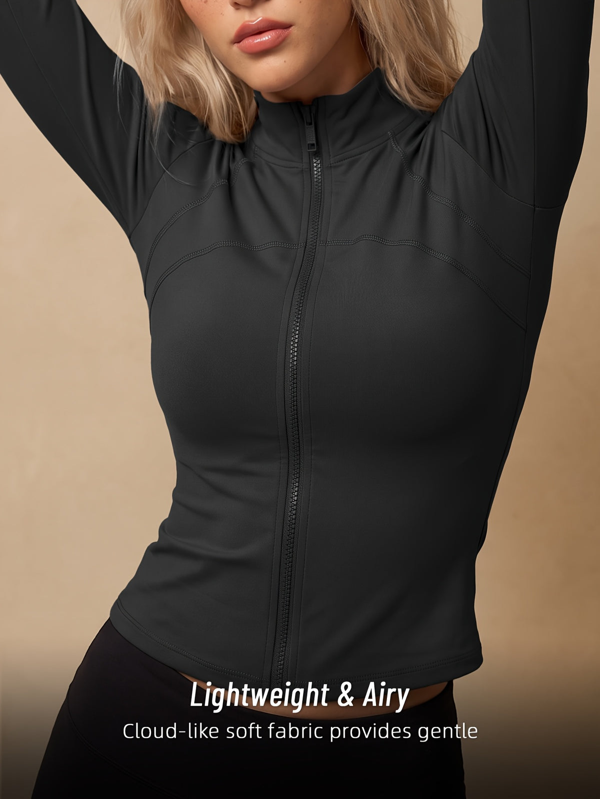 Slim Thumbhole Athletic Jacket - Black